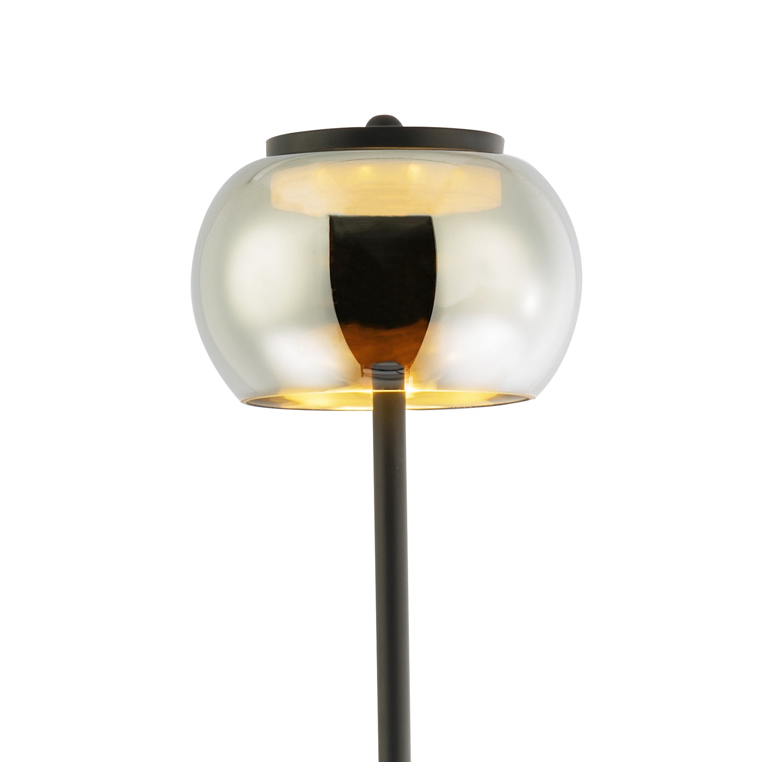 Modern LED Floor Lamp in Matte Black with Smoked Glass Shade and Foot Switch Image 2