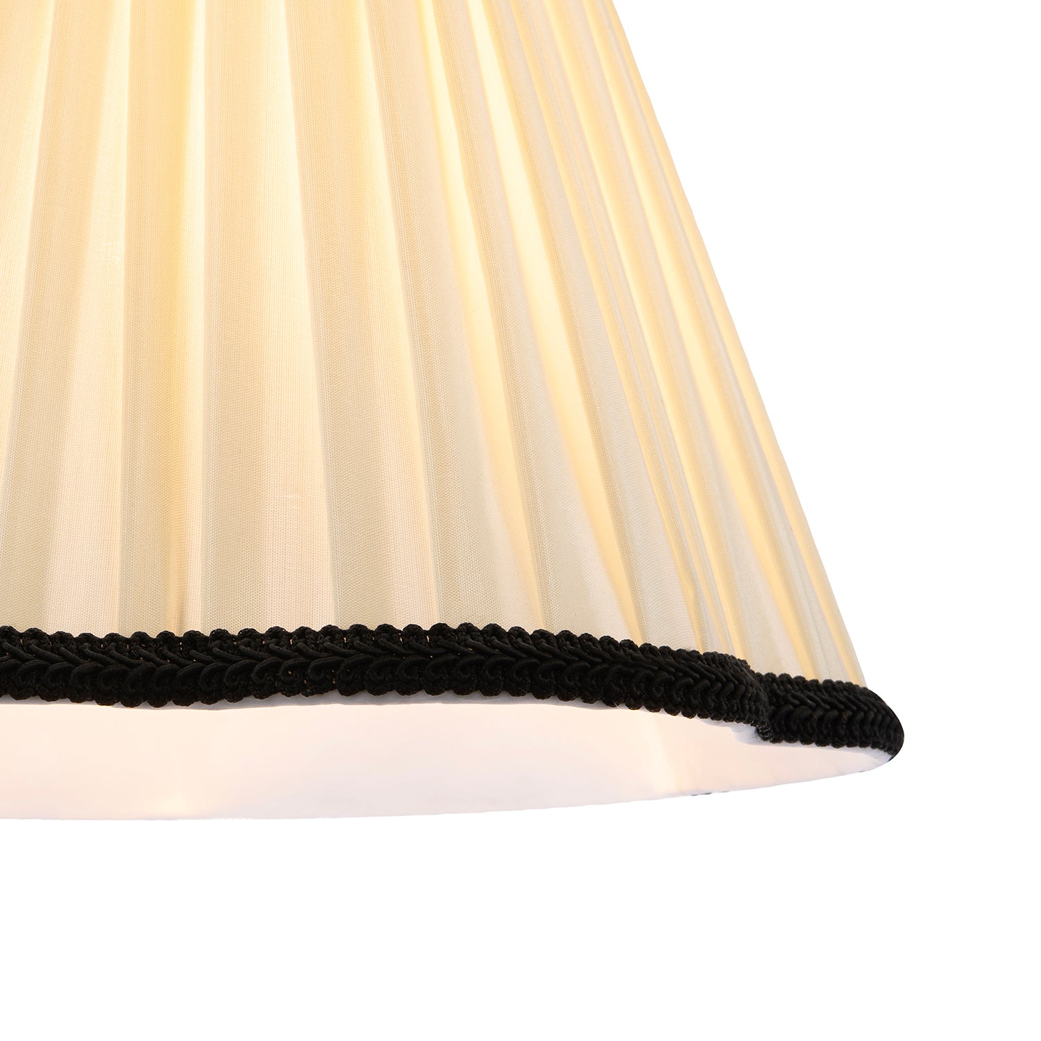 Ivory White Victorian Pleated Faux Silk Lamp Shade with Black Trims Image 3