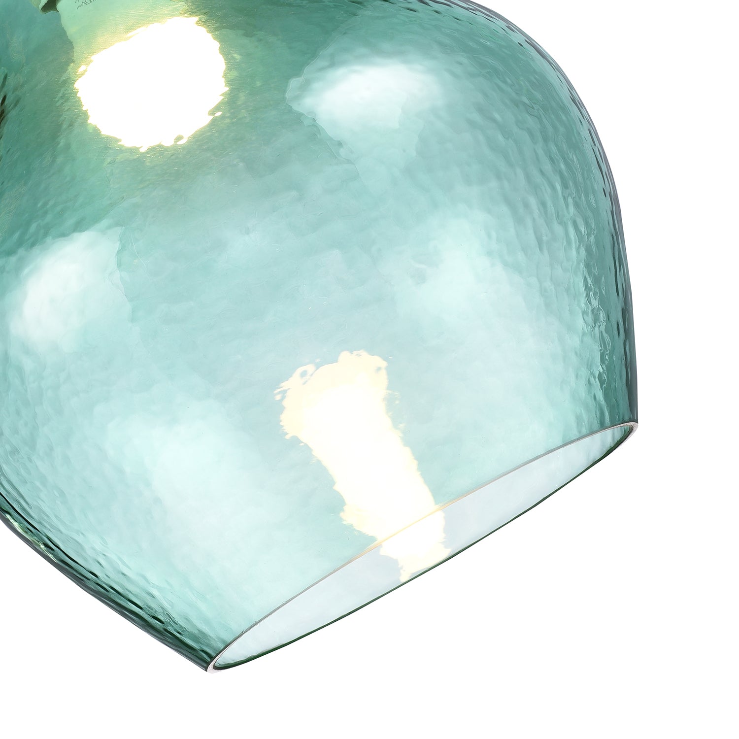 Modern Designer Emerald Light Green Circular Dimpled Glass Pendant Light Shade Image 3