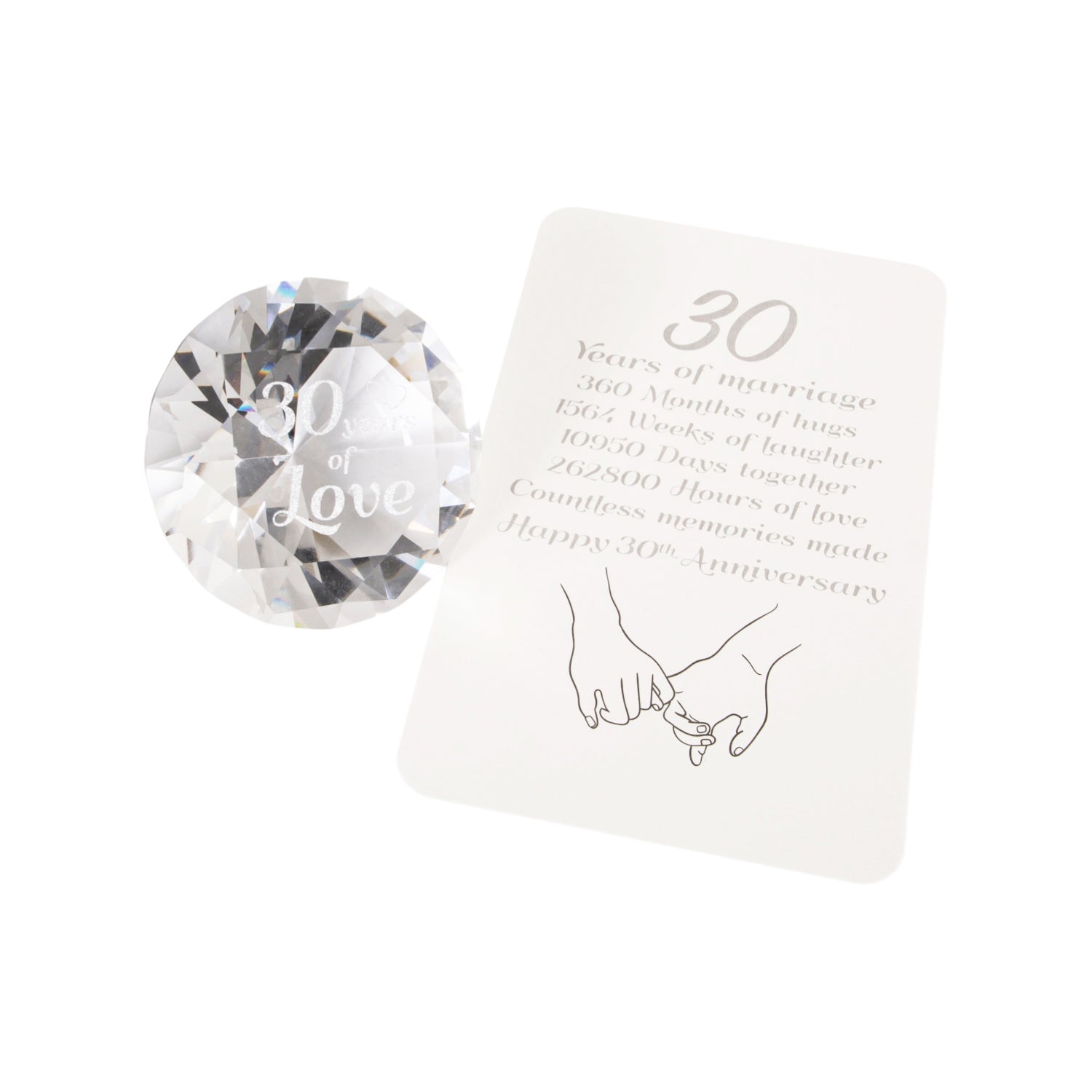 Modern Transparent K9 Crystal Glass 30th Anniversary Sentiment Ornament Gift Set Image 2