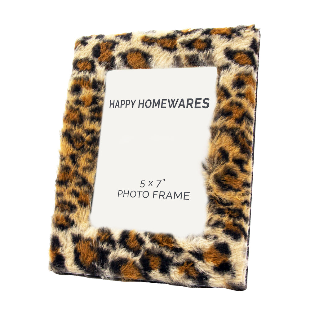 Contemporary Designer Fluffy Leopard Print 5" x 7" Free Standing Picture Frame Image 1