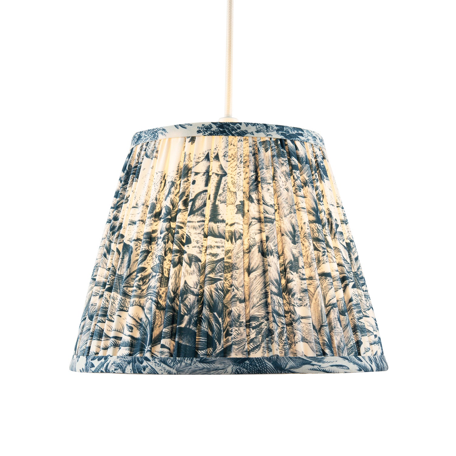 Traditional Floral Tapered Lamp Shade in Navy Midnight Blue and White Image 2