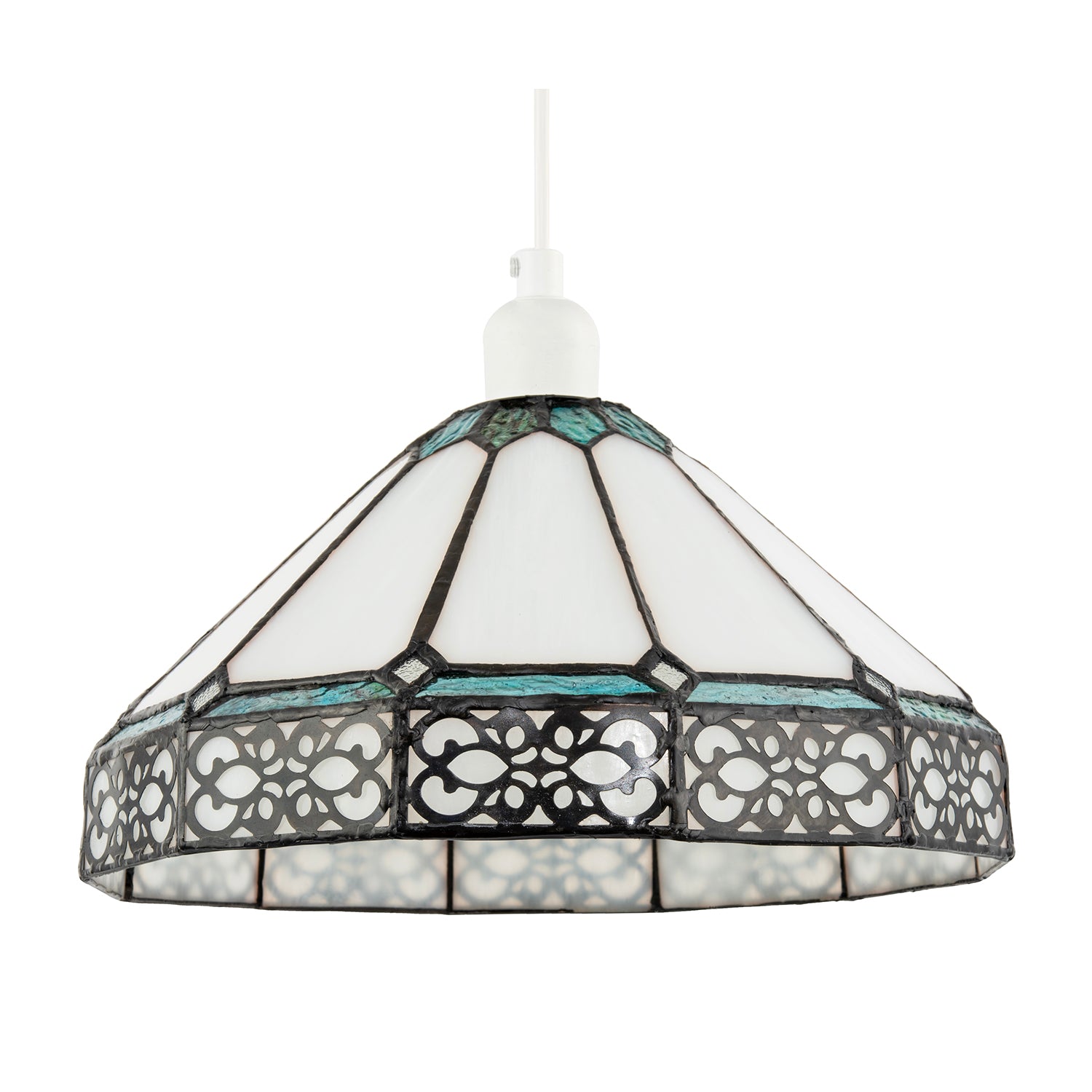Chic 1920s Shabby Chic Pendant Light Shade with Metal Scrollwork Decor Image 3