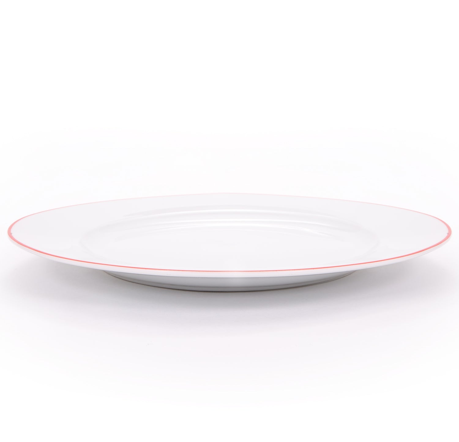 Set of 4 Durable White Ceramic Dinner Plates with Elegant Red Rim Image 5