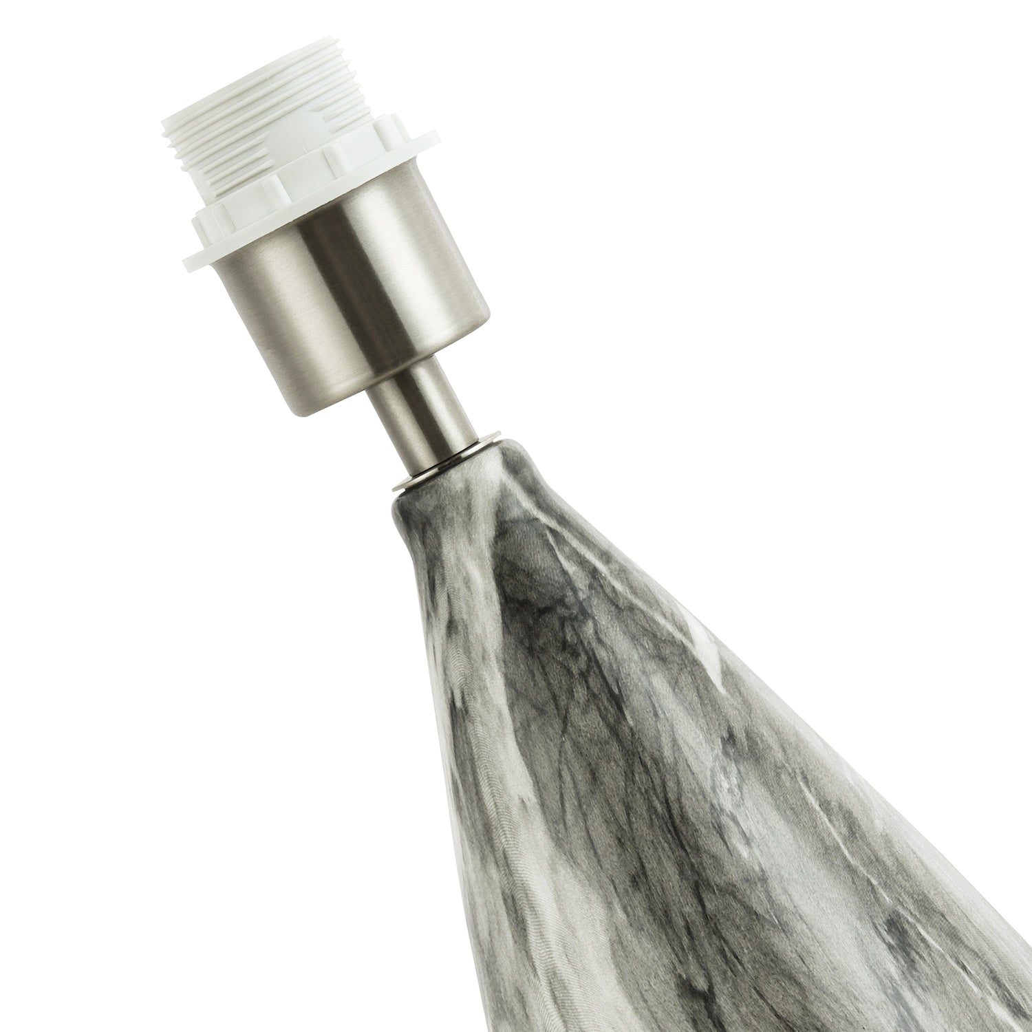 Marble Effect Ceramic Table Lamp Base with Grey Gloss Glazing and Chrome Trim Image 3