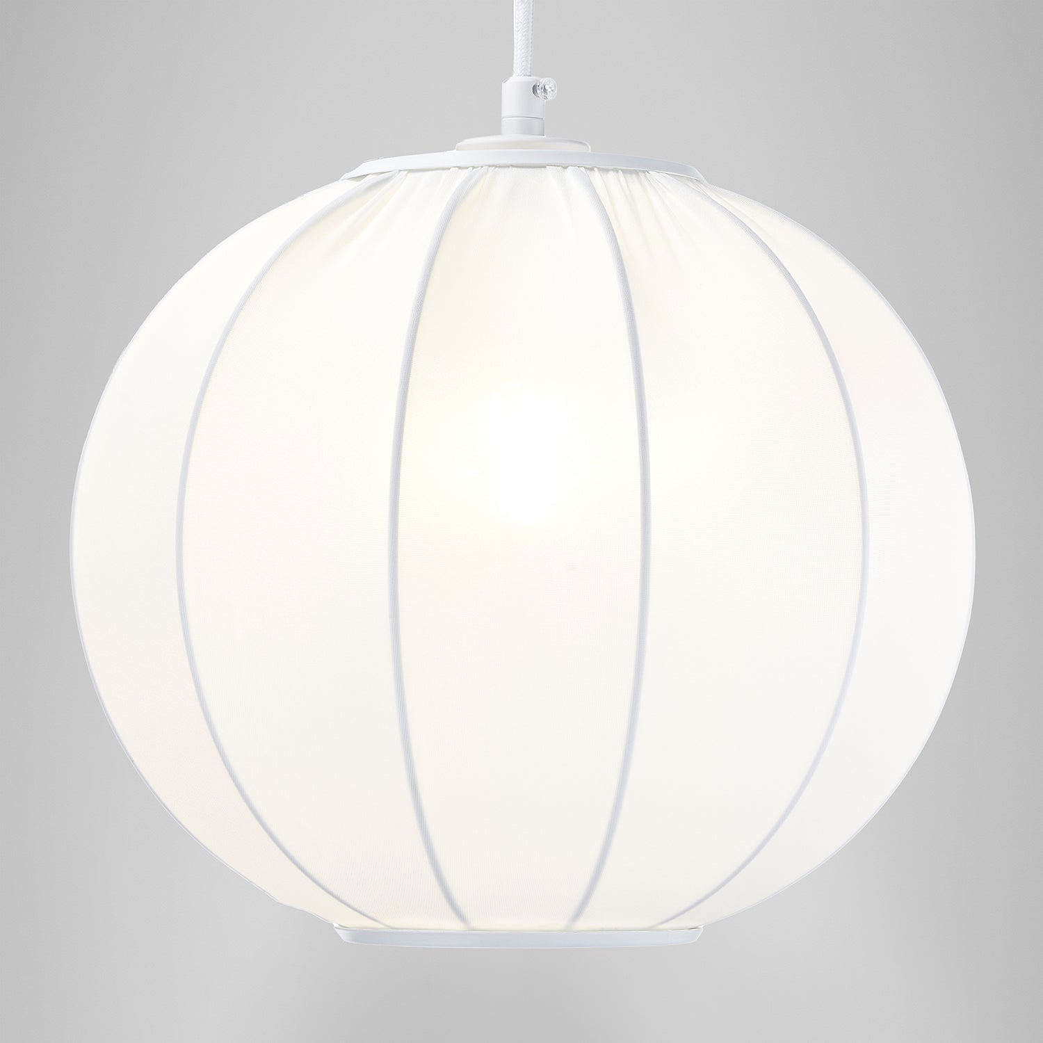 Modern Designer Ivory White Faux Silk Fabric Balloon Styled Pendant Lamp Shade Image 5