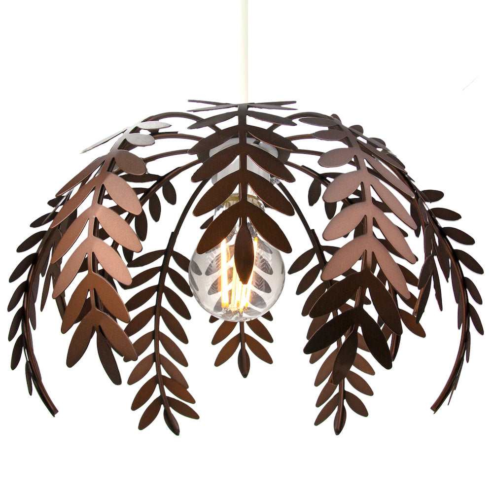 Classic Fern Leaf Design Ceiling Pendant Light Shade in Stylish Bronze Finish Image 1