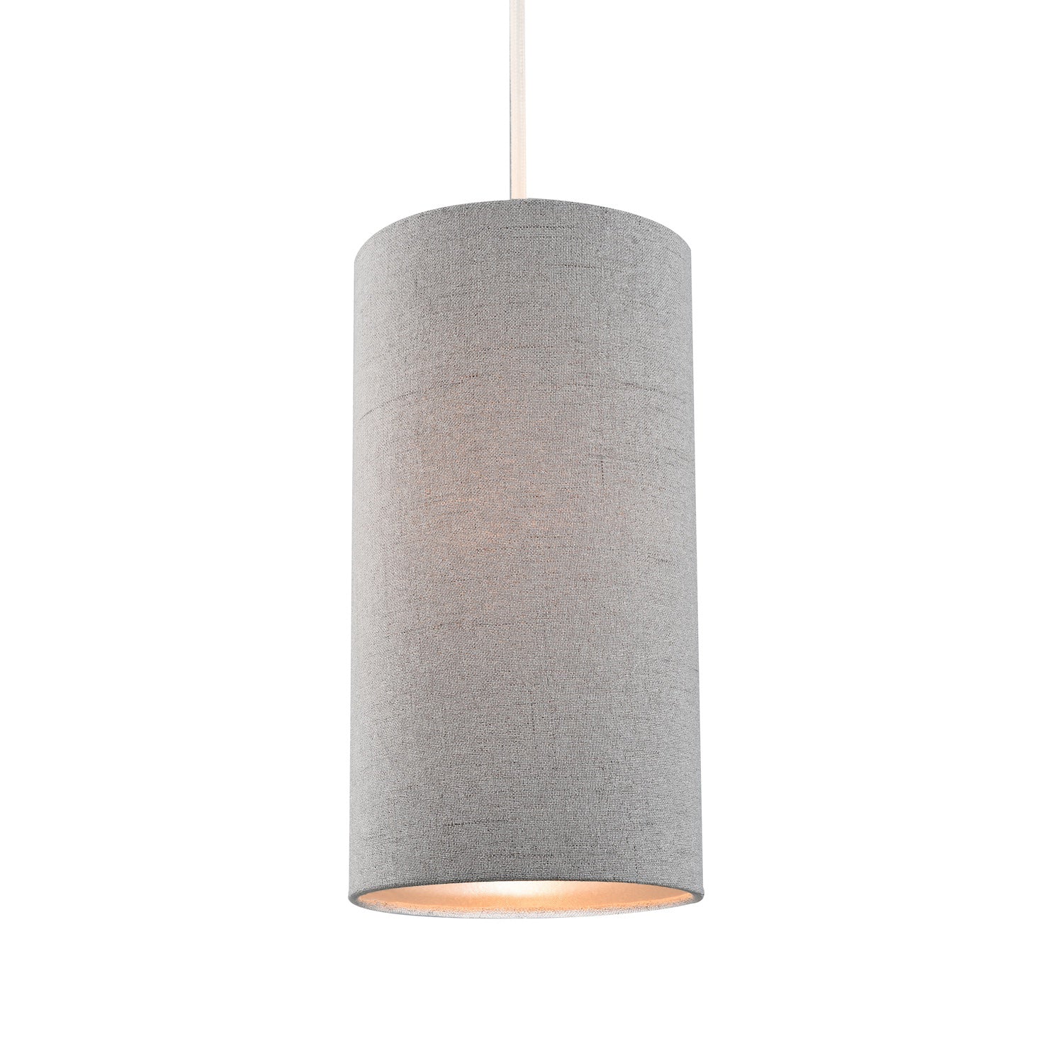 Modern and Stylish Stitched Effect Grey Linen Fabric Cylindrical 25cm Lampshade Image 2