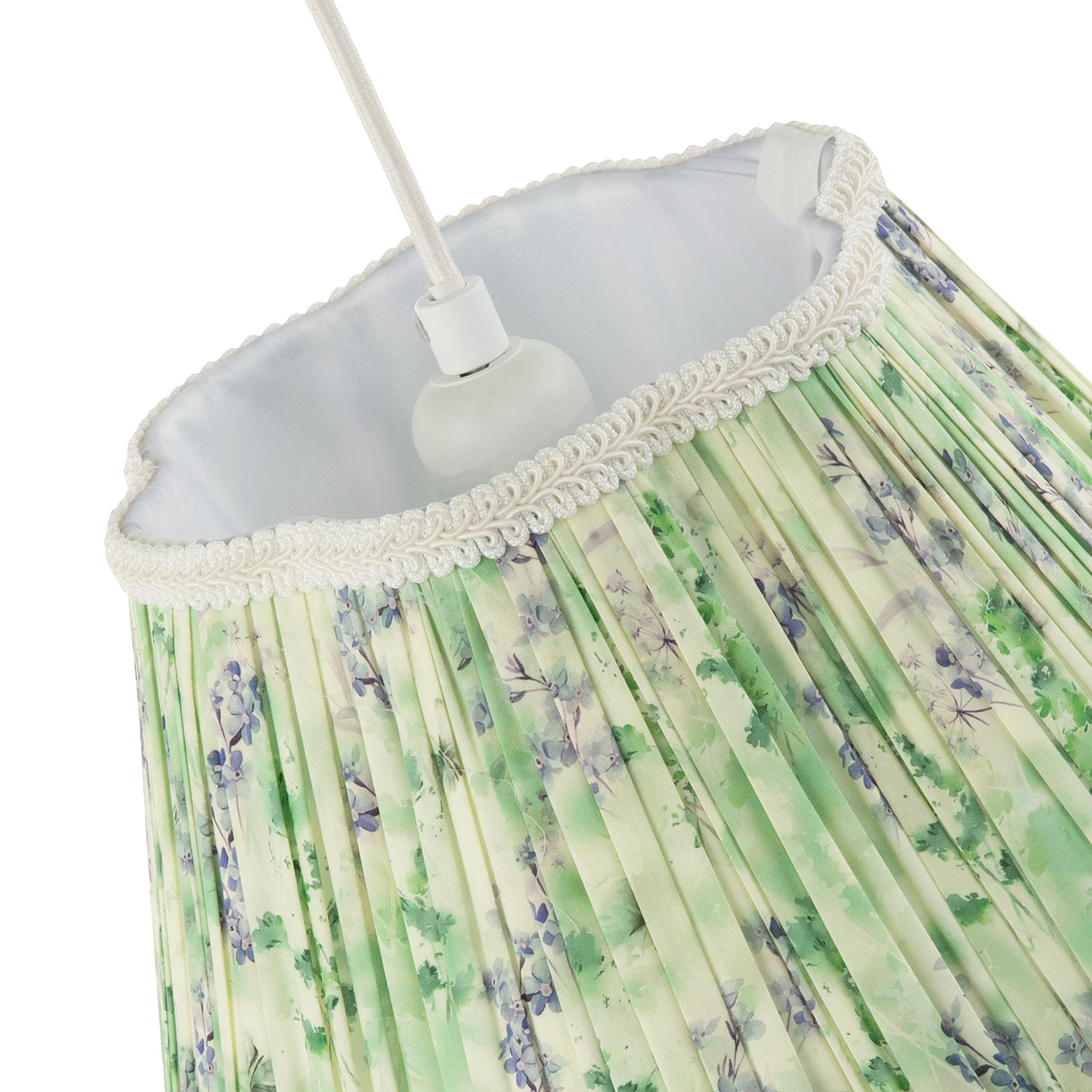 Green and Blue Floral Victorian Scallop Shade with Embroidered Trims Image 5