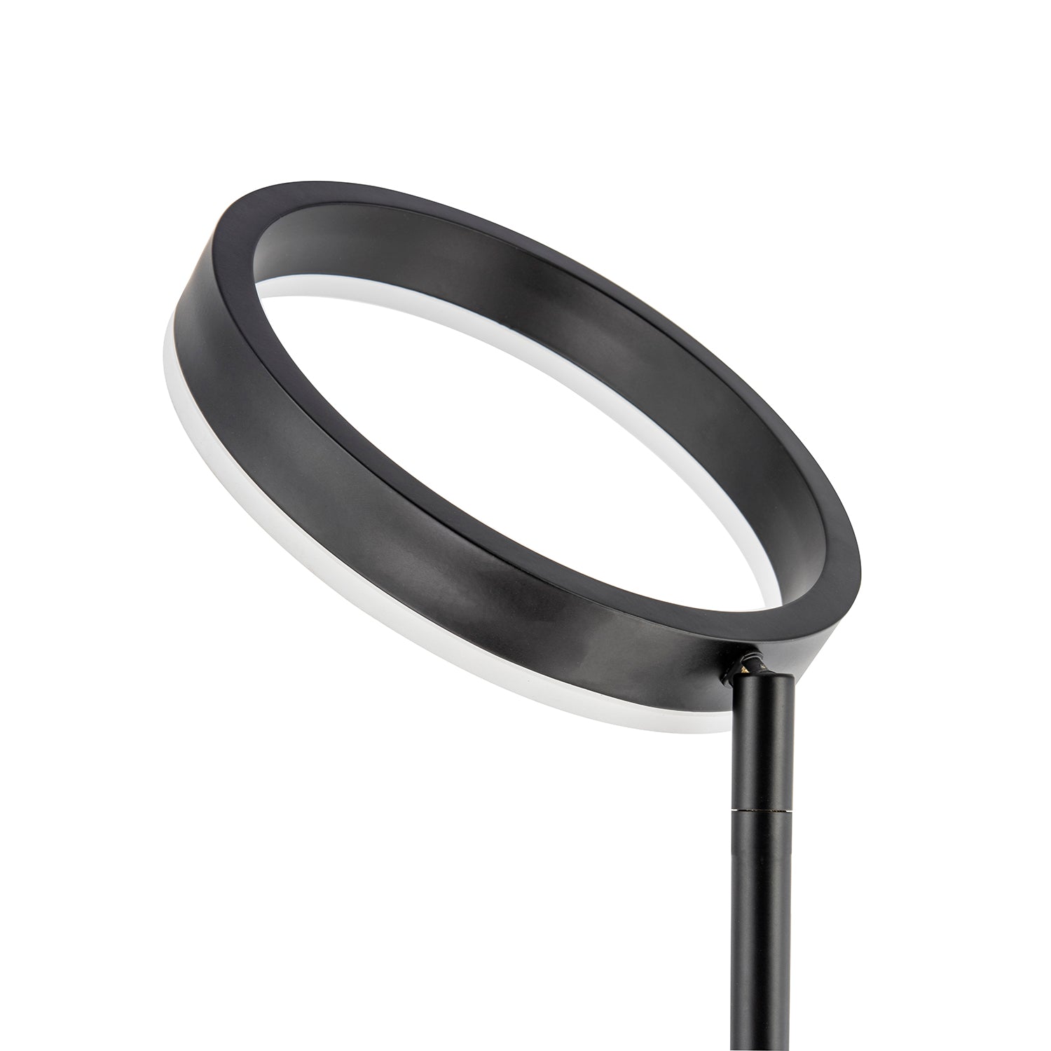 Modern LED Halo Ring Floor Lamp in Matte Black with CCT Dimmer Button Image 5