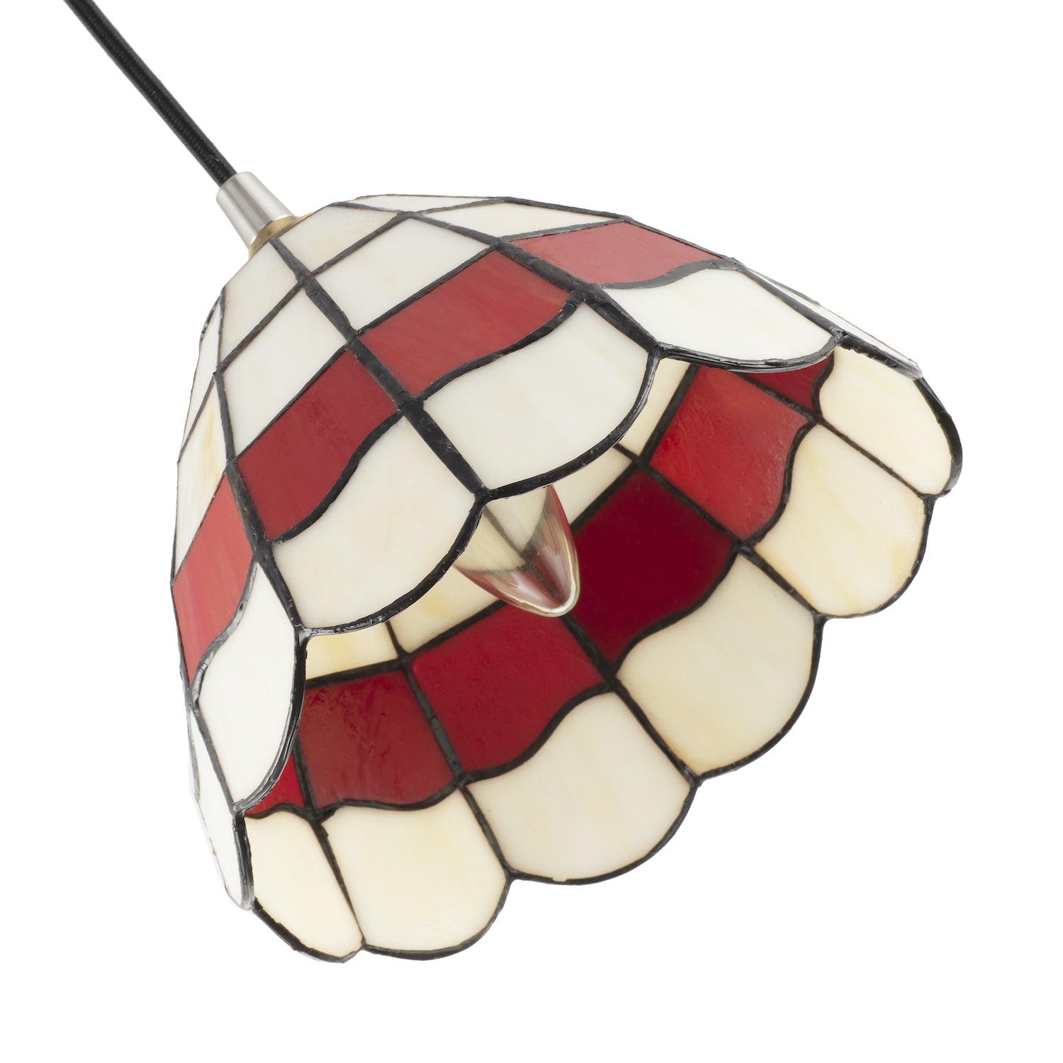 Traditional Red and Amber Stained Glass Tiffany Pendant Lighting Shade Image 4