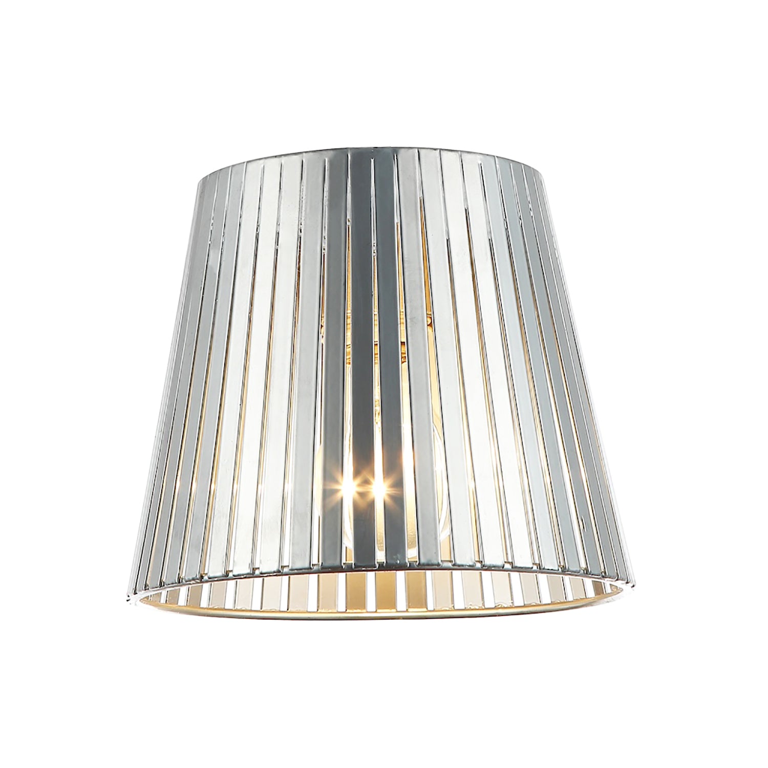 Industrial Retro Matte Silver Light Shade with Flat Metal Strips 18cm Diameter Image 2