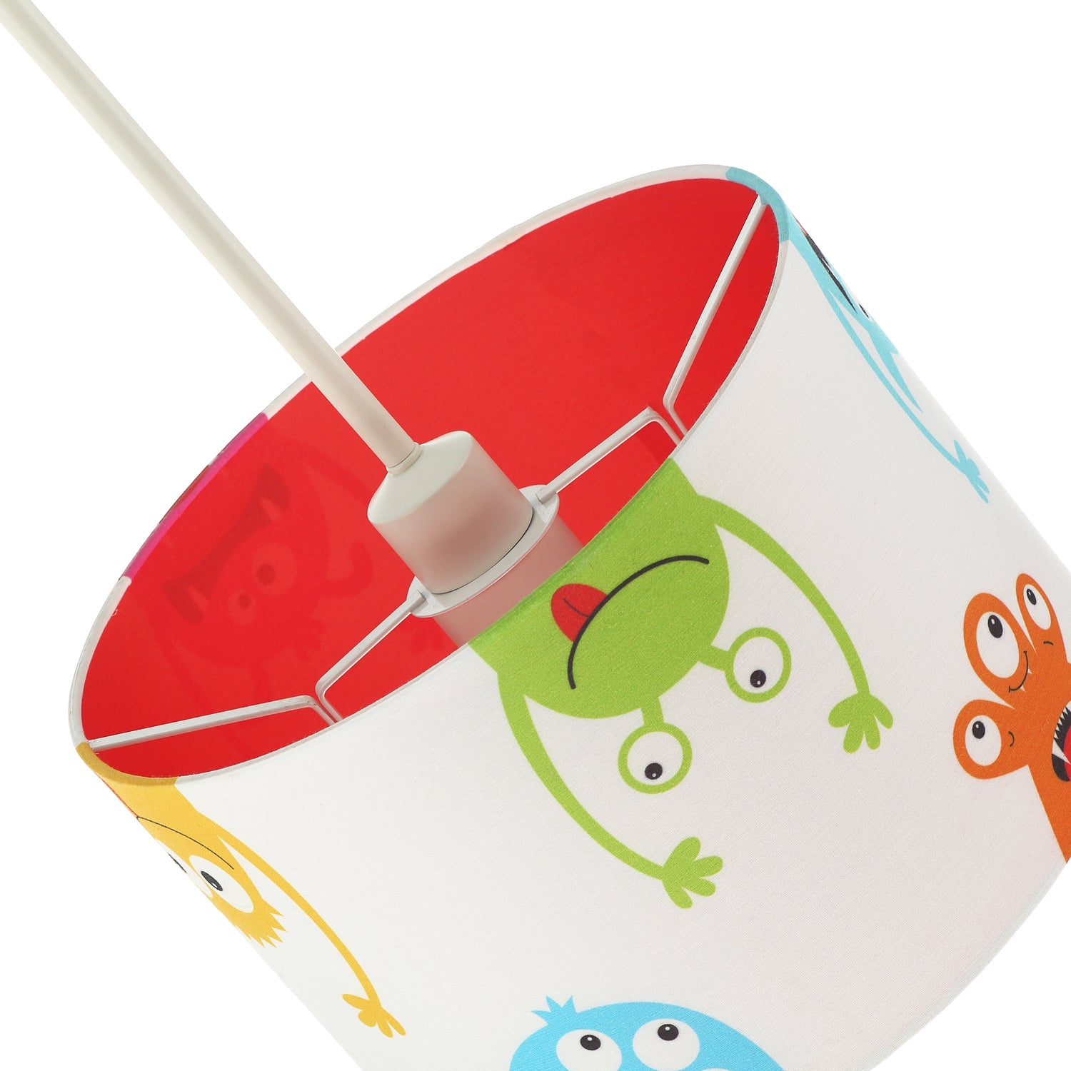 Funny Monsters Children's Lamp Shade with Red Inner and Multi Colour Monsters Image 4