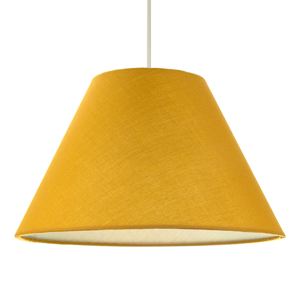 Traditional 12" Ochre Cotton Coolie Lampshade Suitable for Table Lamp or Pendant Image 6