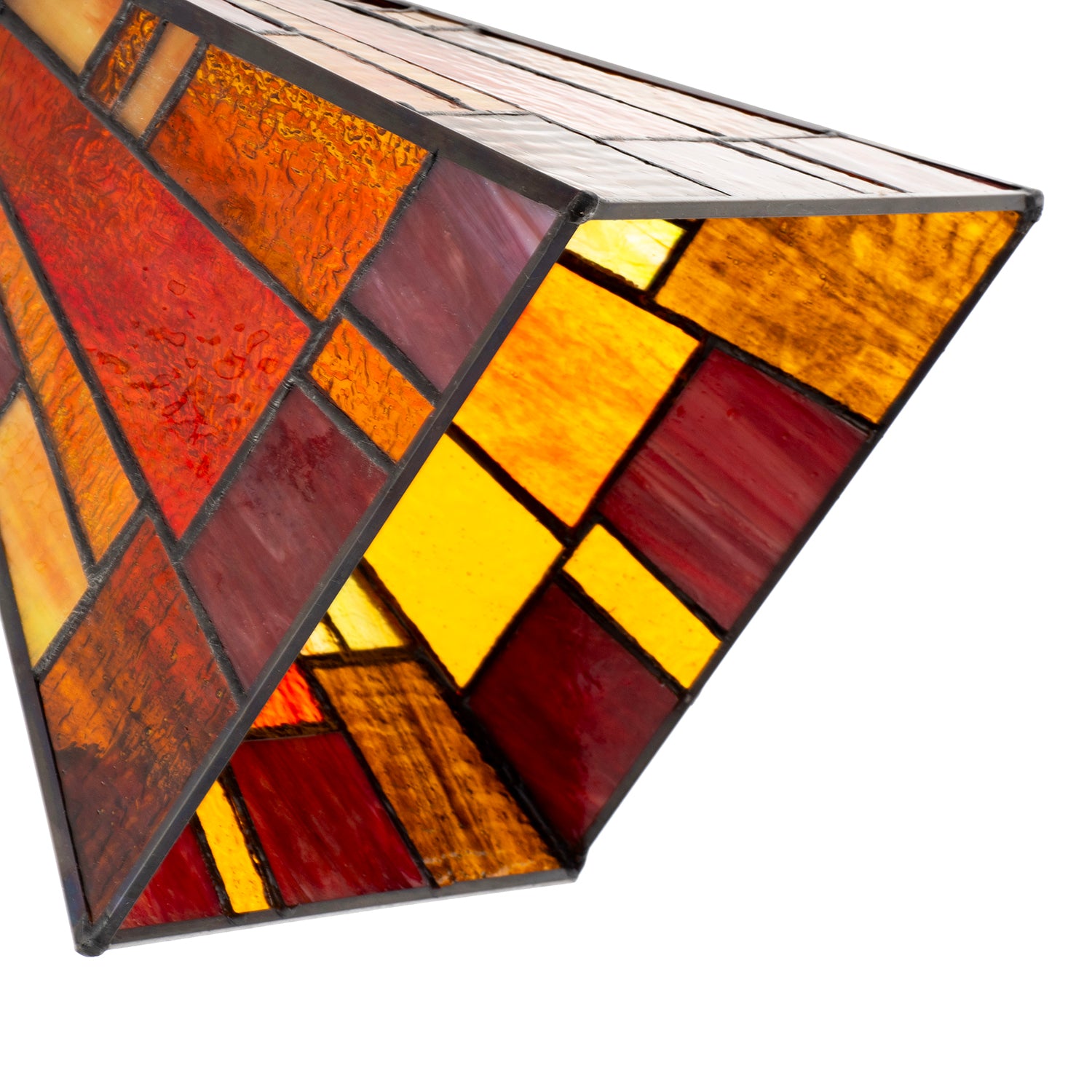 Art Deco Tiffany Pendant Lighting Shade with Orange and Amber Panels Image 4