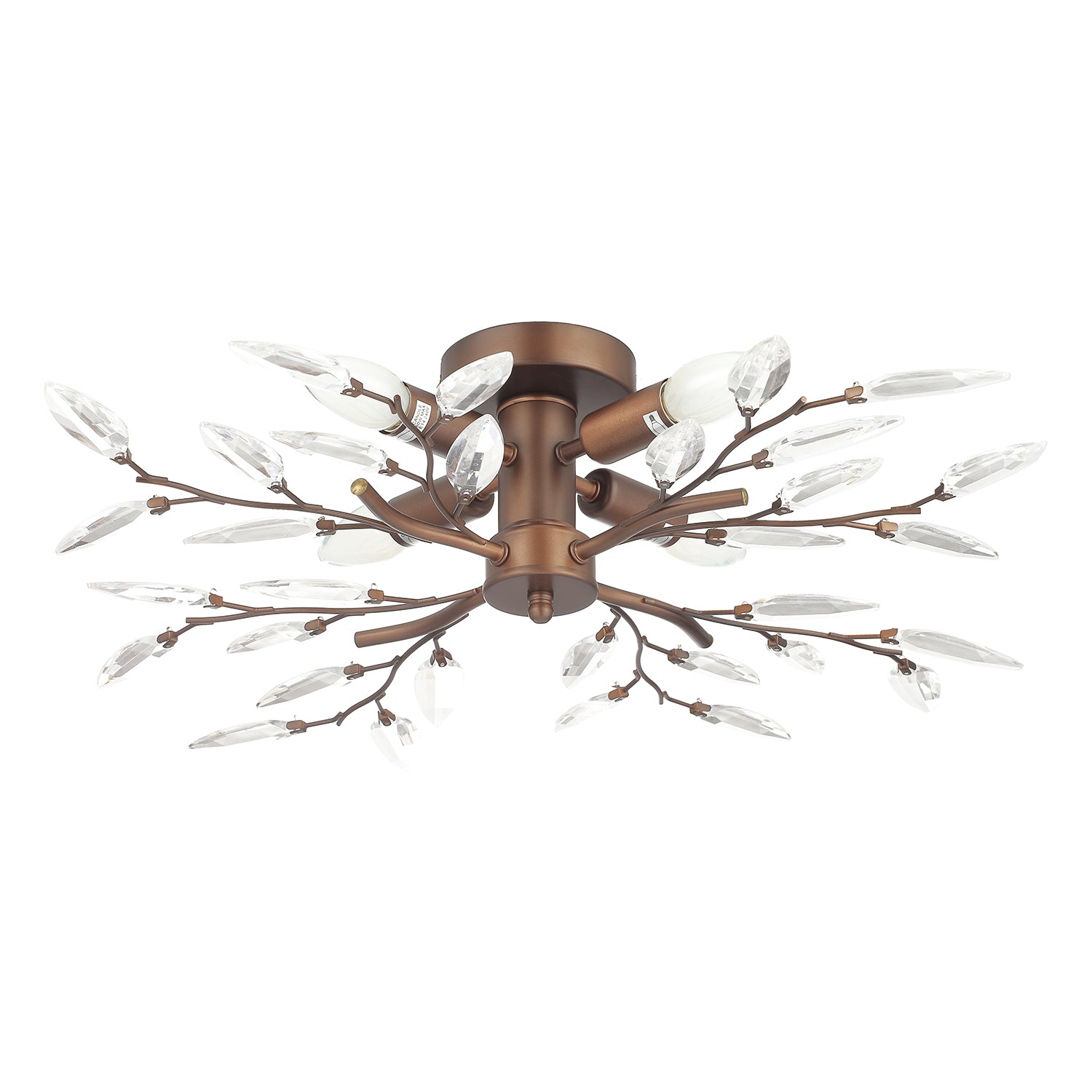 Modern Matt Bronze Branch Ceiling Light Fitting with Transparent Acrylic Leaves Image 1