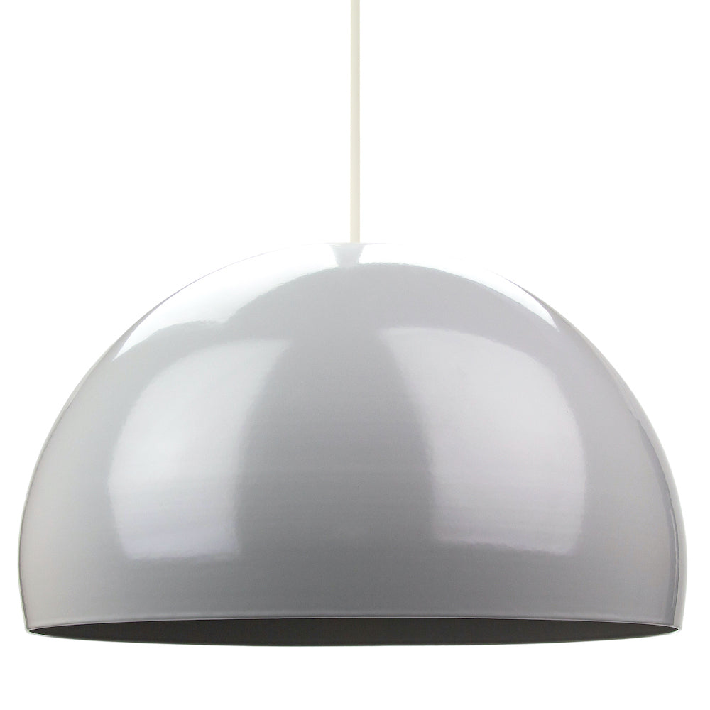 Contemporary Designer Grey Gloss Domed Metal Ceiling Pendant Lighting Shade Image 2