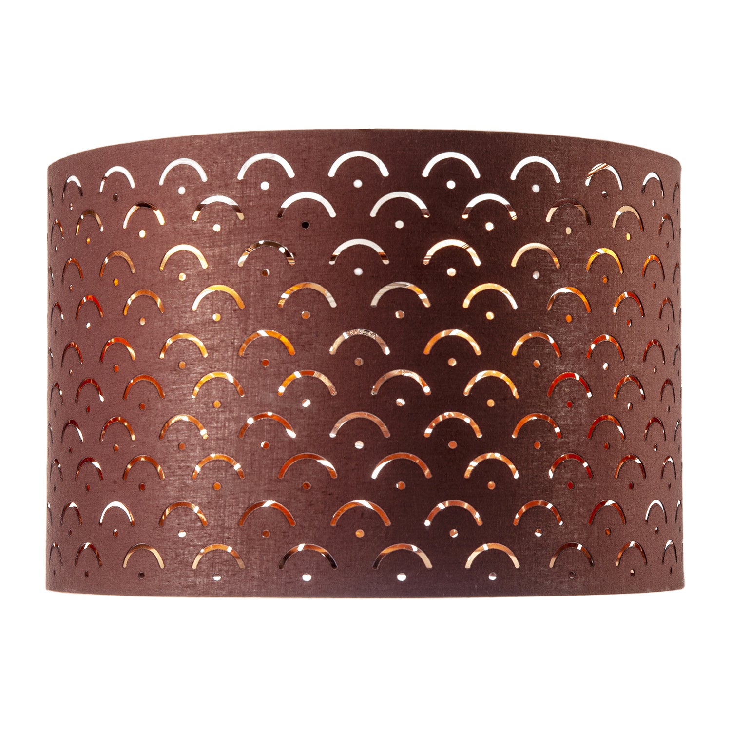 Chocolate Brown Cotton Fabric Lamp Shade with Geometric Arch Pattern Image 4