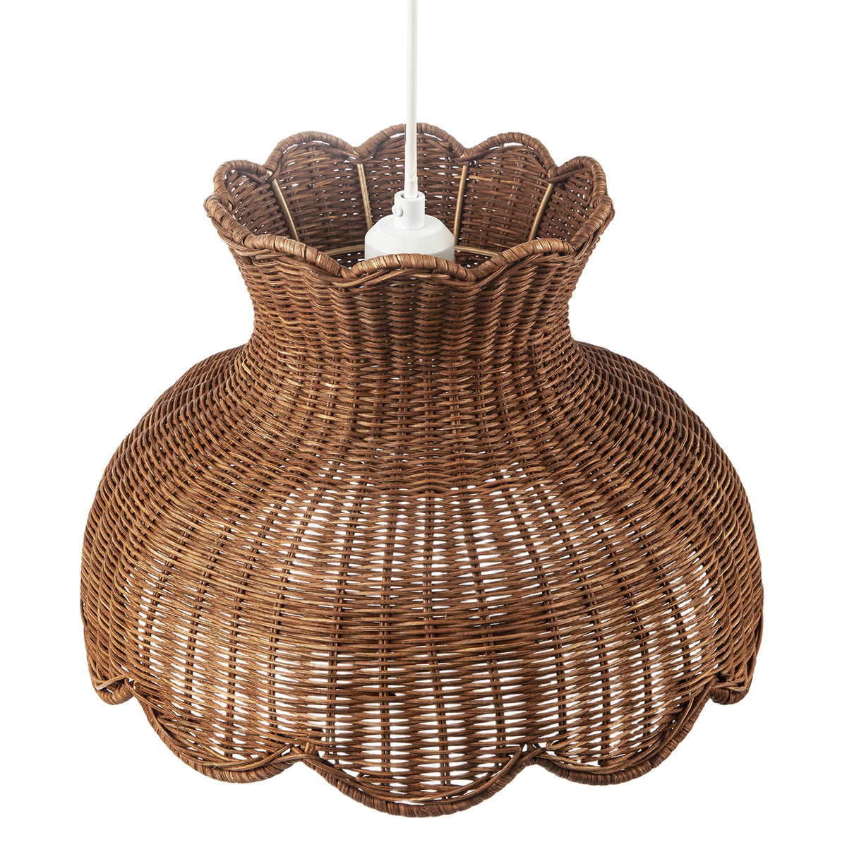 Dark Brown Woven Rattan Pendant Light Shade in Vase Inspired Shape Image 3