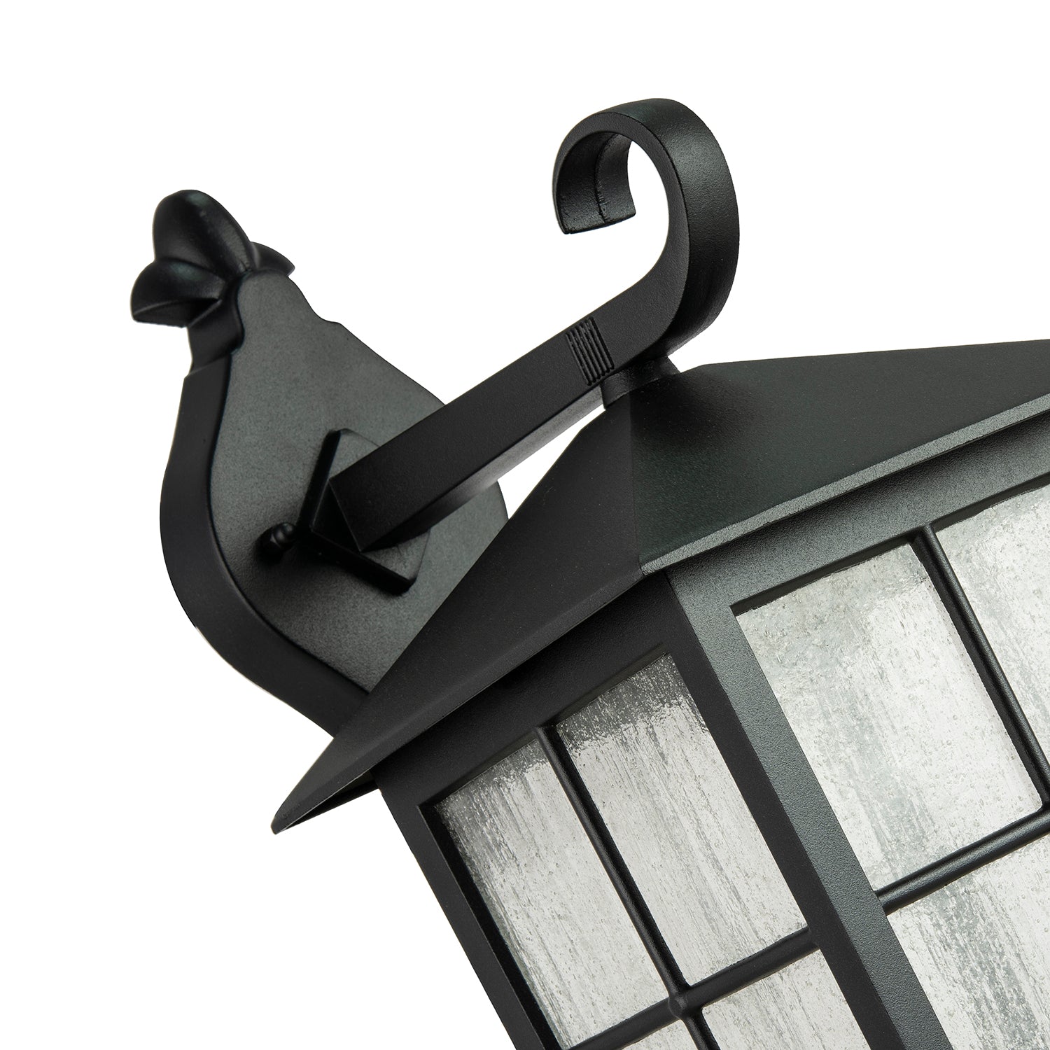 Classic Matte Black Die-Cast Aluminium Metal Exterior Lantern Wall Light Fitting Image 3