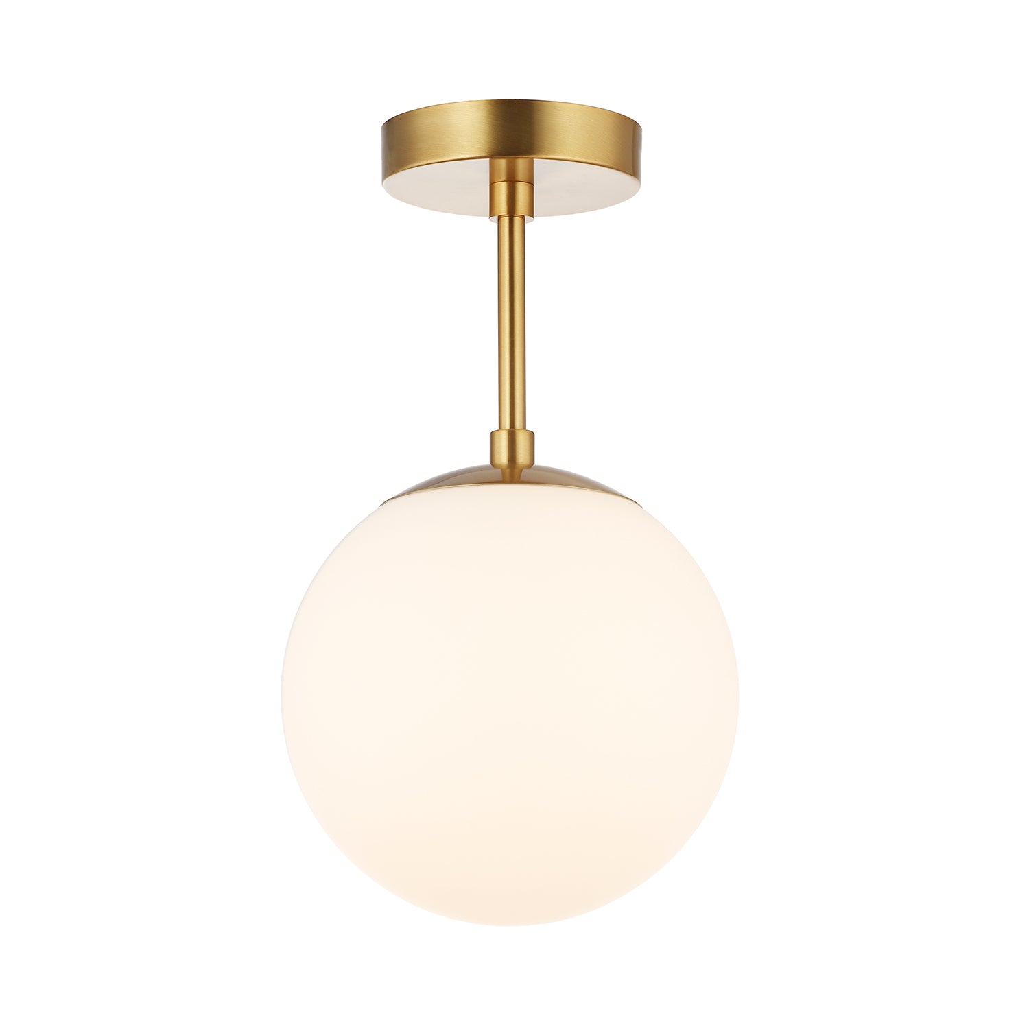 Traditional Glass Globe IP44 Bathroom Ceiling Light Fixture in Brushed Gold Image 1