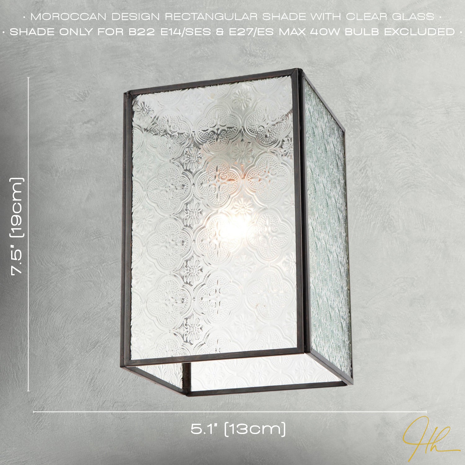 Vintage Traditional Bronze Pendant Shade with Clear Moroccan Glass Image 7