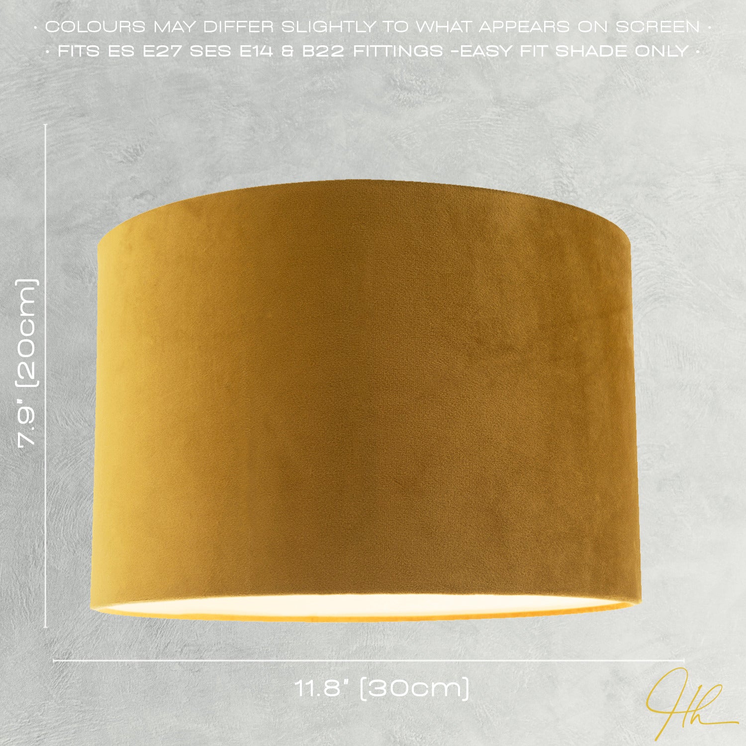 Soft Velvet Dark Mustard Fabric Round Lamp Shade for Table or Pendant Image 6