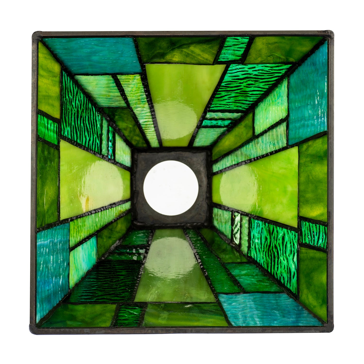 Art Deco Tiffany Pendant Lighting Shade with Emerald and Green Panels Image 5