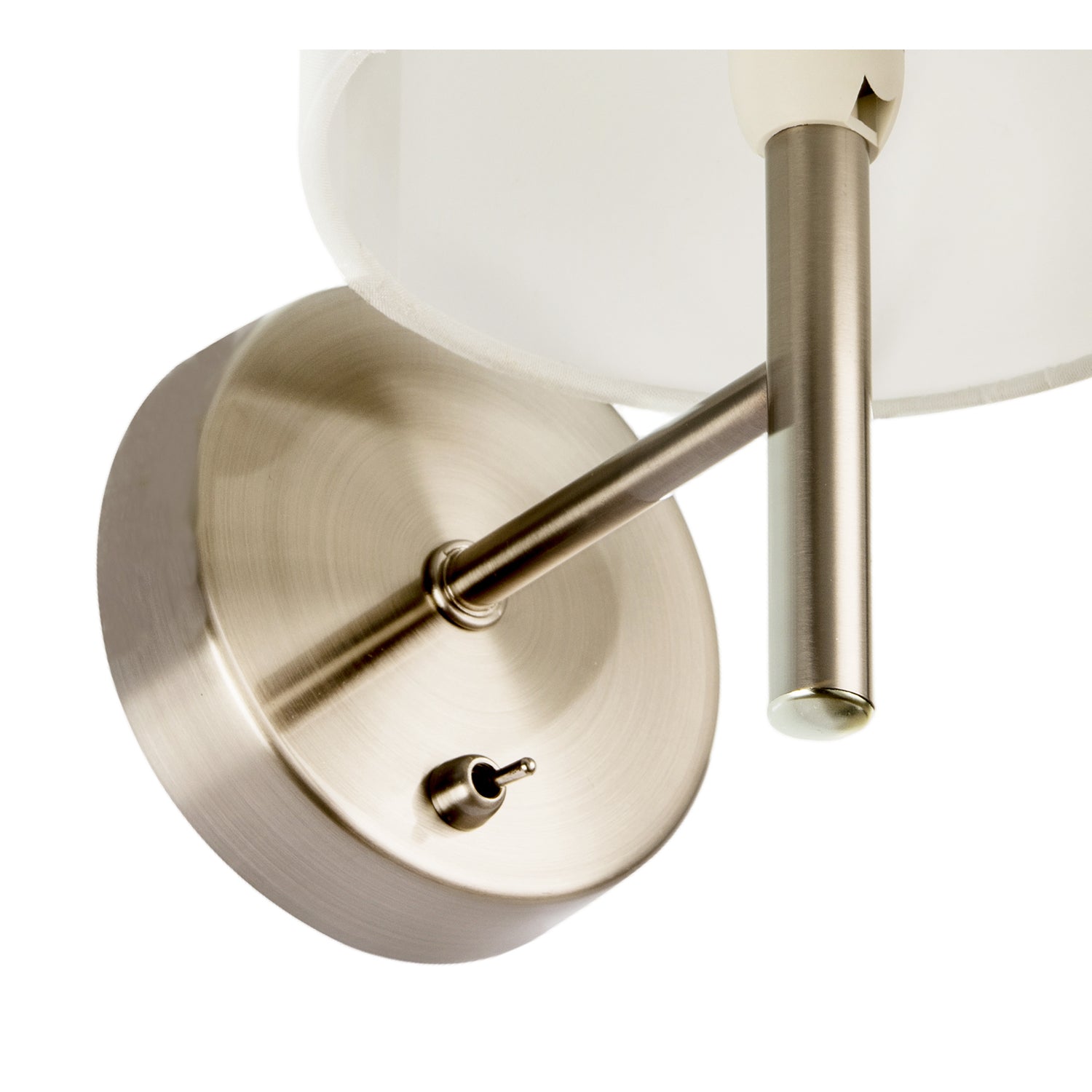 Modern Bedside Wall Lamp in Satin Nickel with Toggle Switch and Shade Image 3