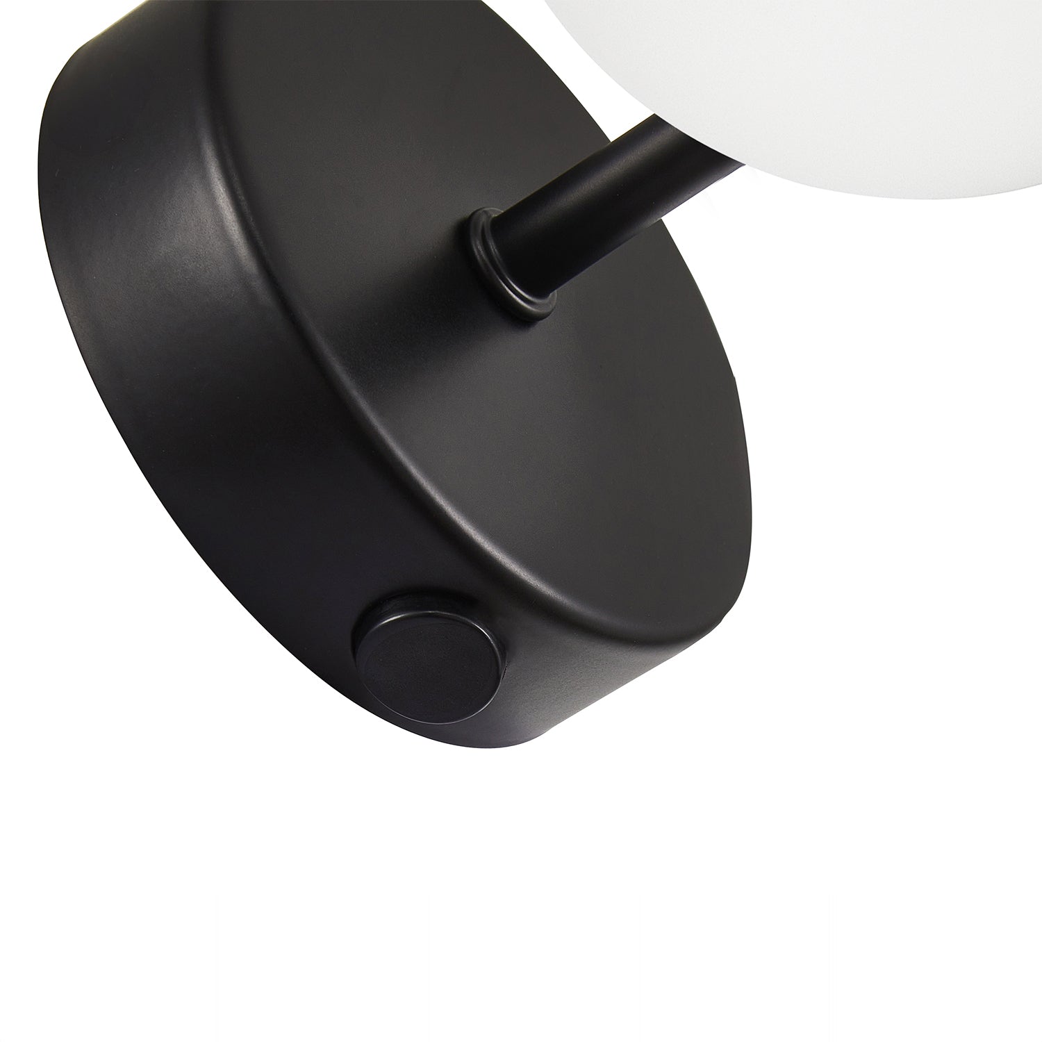 Contemporary Chic Matte Black Wall Light with Opal White Globe Glass Shade Image 5