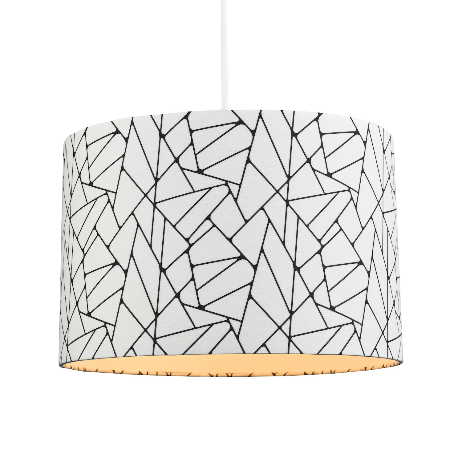 Off-White and Black Geometric Drum Lamp Shade with Inner Cotton Fabric Lining Image 2