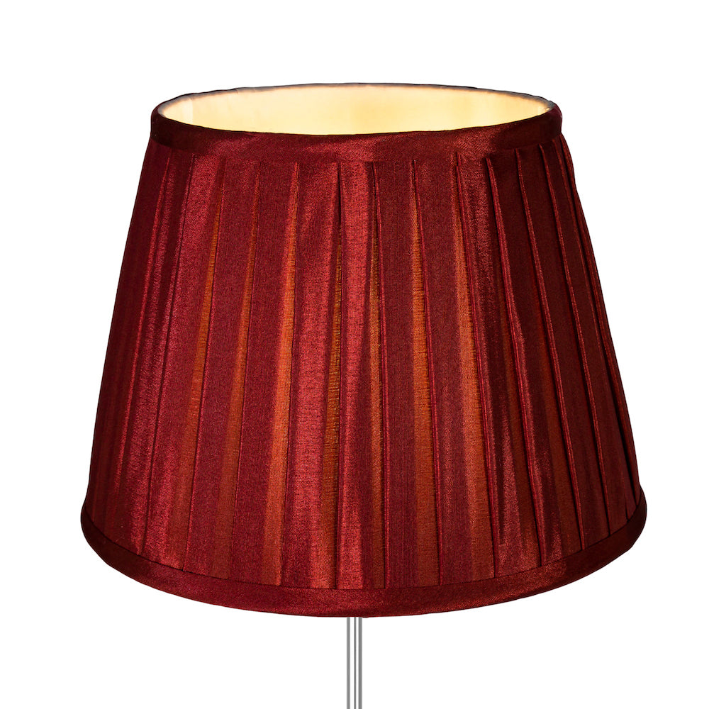 Traditional Classic Burgundy Faux Silk Pleated Lined Lampshade - 10" Diameter Image 2