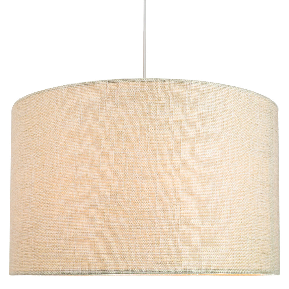 Contemporary and Sleek 14 Inch Cream Linen Fabric Drum Lamp Shade 60w Maximum Image 5