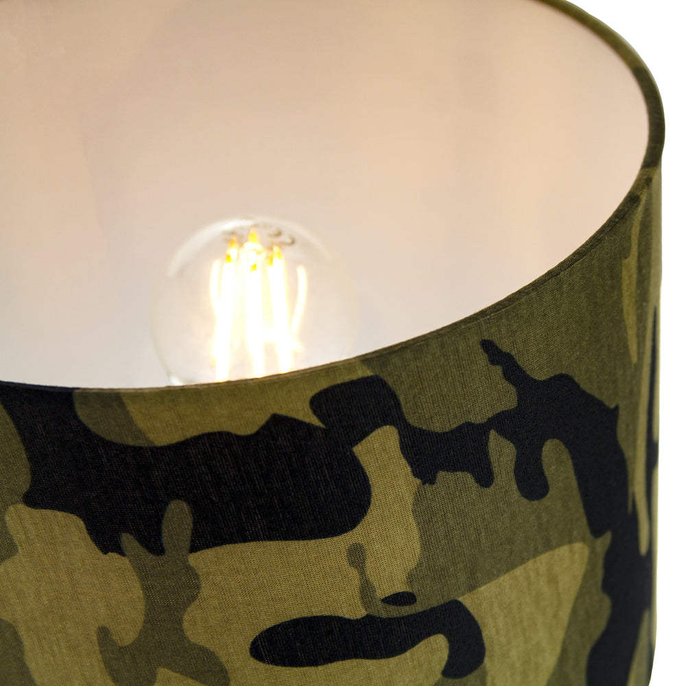 Stylish Green and Black Army Camouflage Drum 10" Lampshade for Table or Pendant Image 4