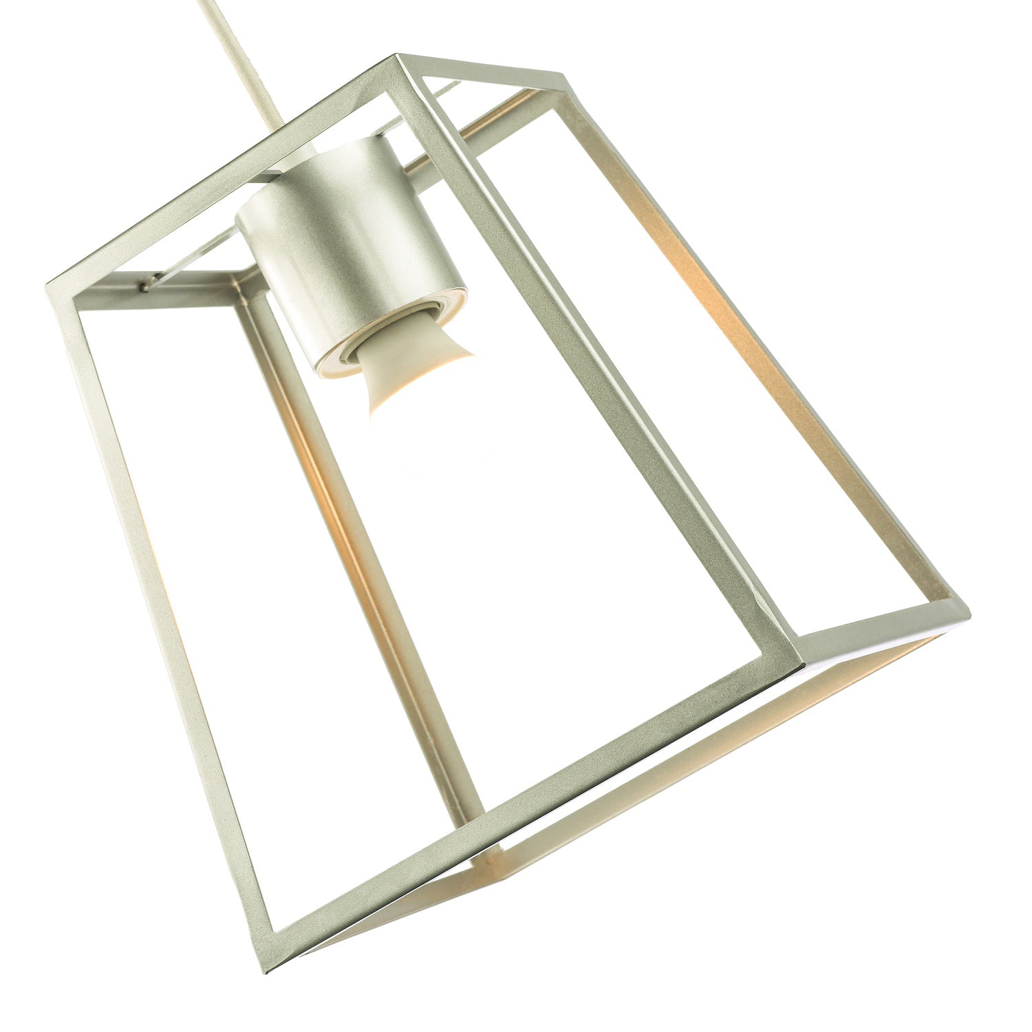 Industrial Lantern Pendant Lamp Shade in Satin Silver with Square Top and Bottom Image 5