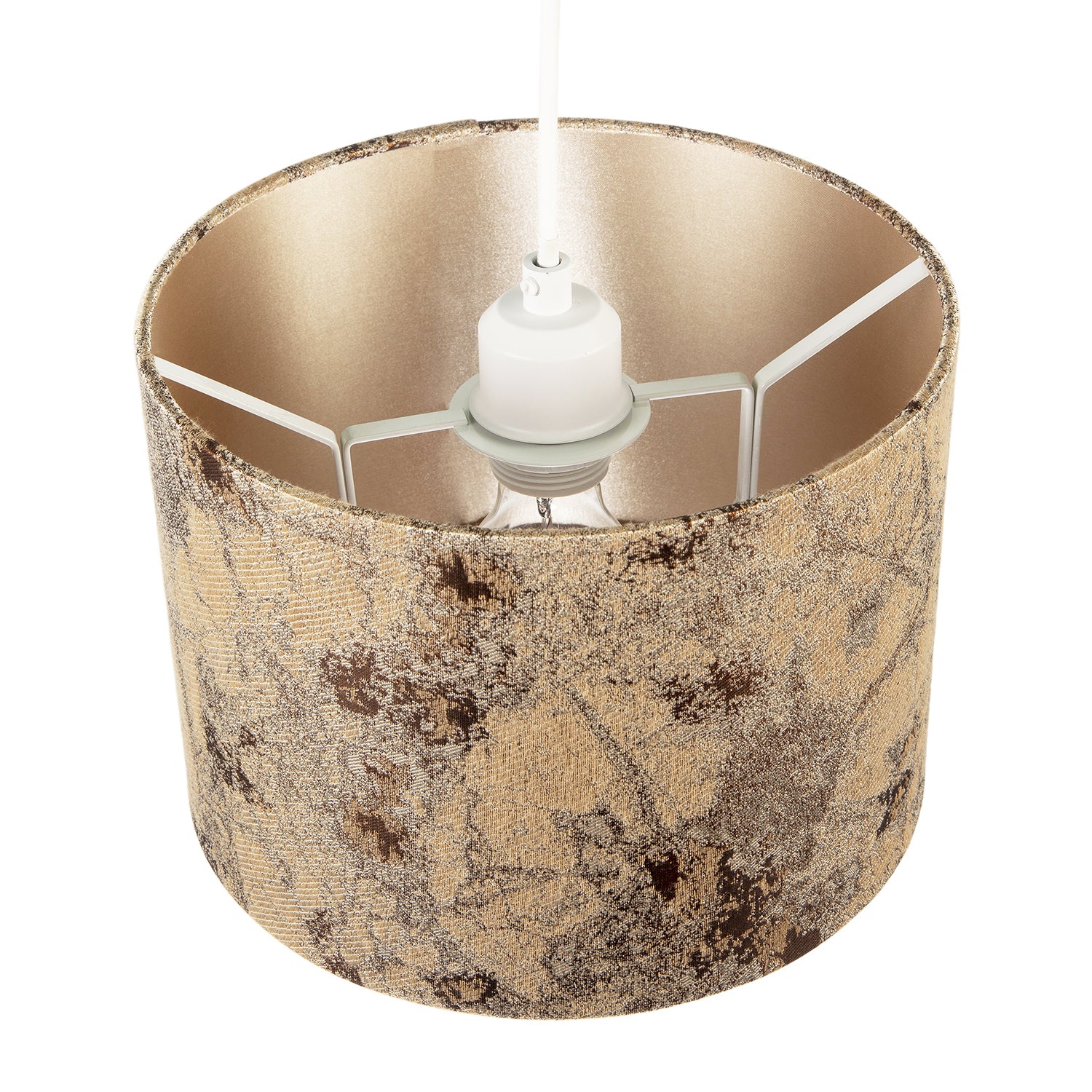 Modern Textured Gold and Burnt Orange Jacquard Fabric Drum Lampshade Image 3