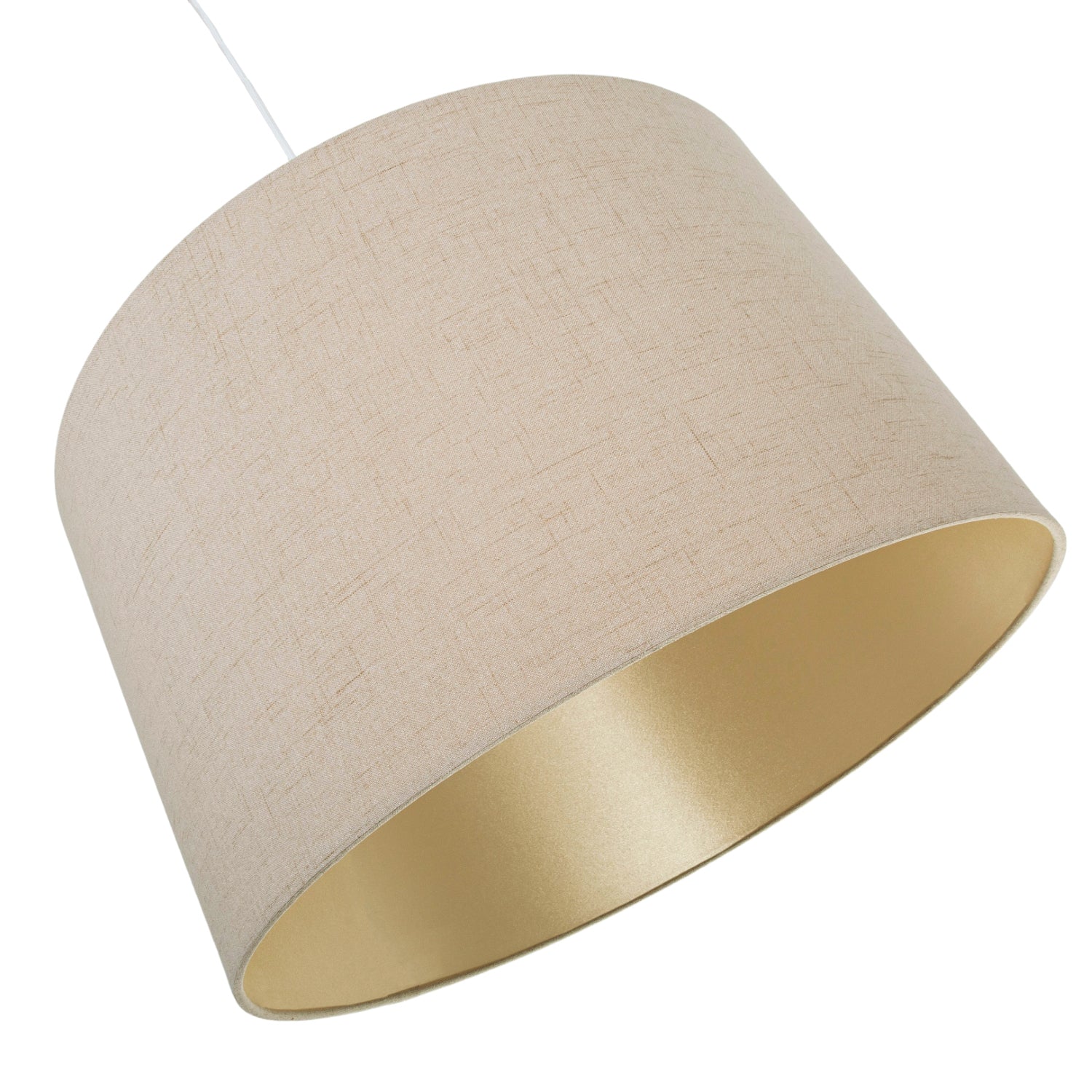 Modern Designer Taupe Textured Linen Lampshade with Inner Champagne Satin Fabric Image 4