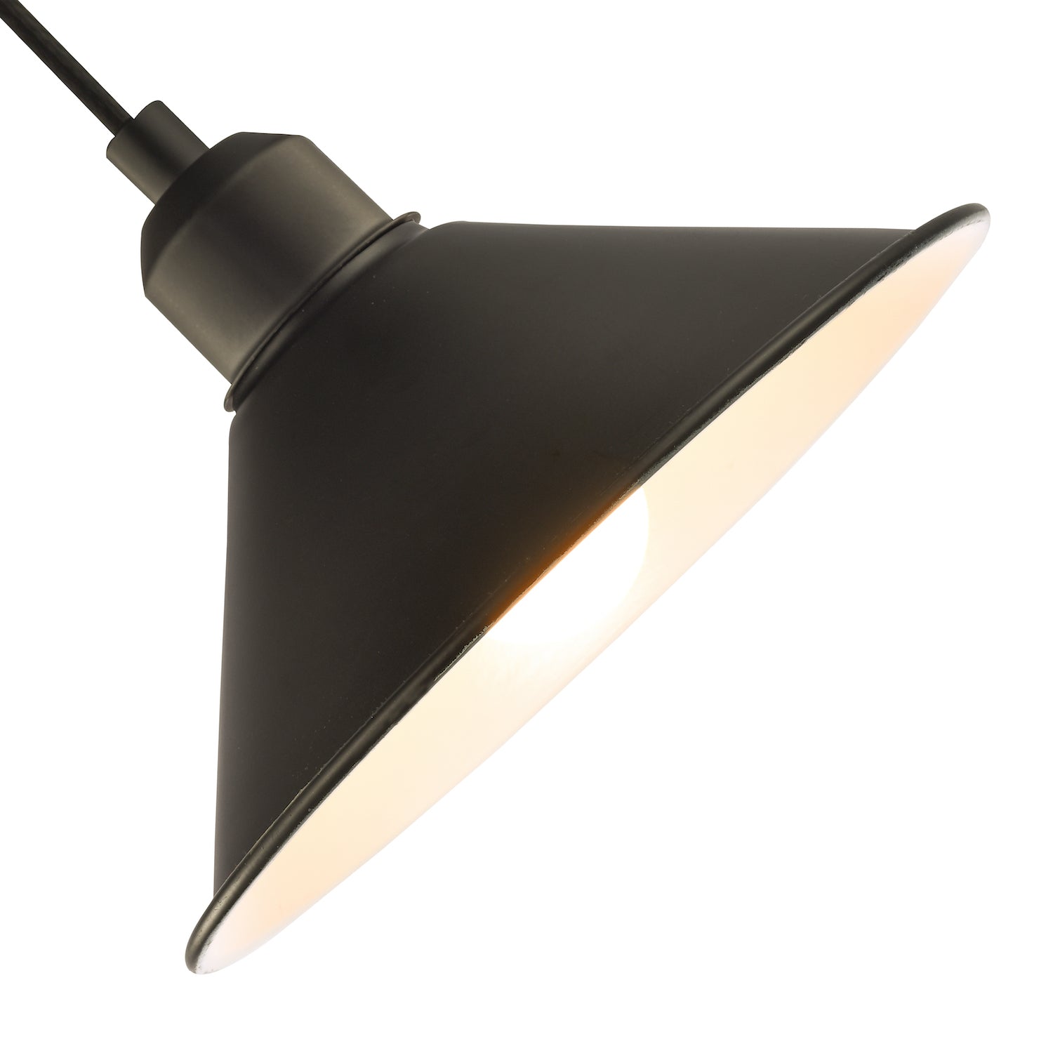 Cone Shaped Industrial Metal Pendant Lamp Shade in Mat Black - 21cm x 8cm Image 3