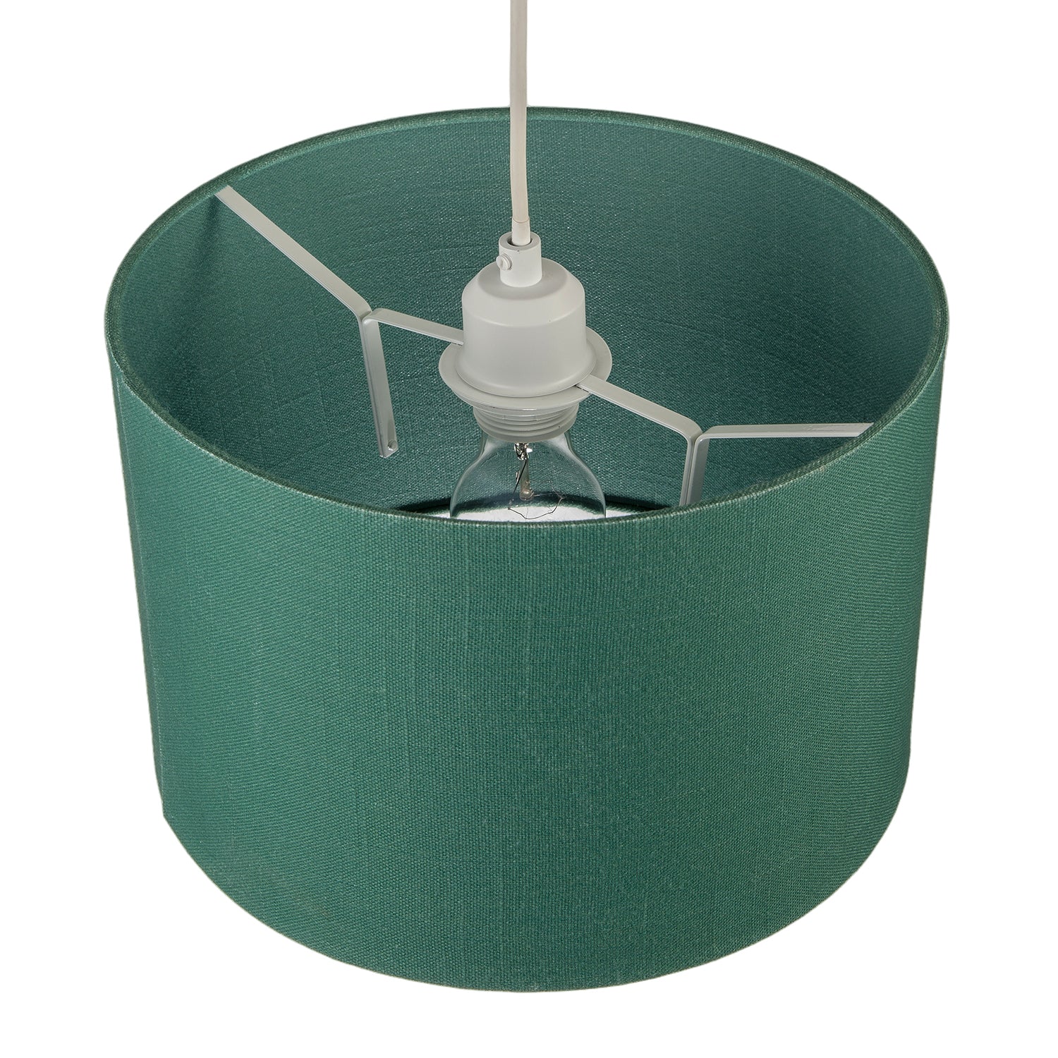 Designer Fir Forest Green Textured Linen Fabric Circular Lamp Shade Image 3
