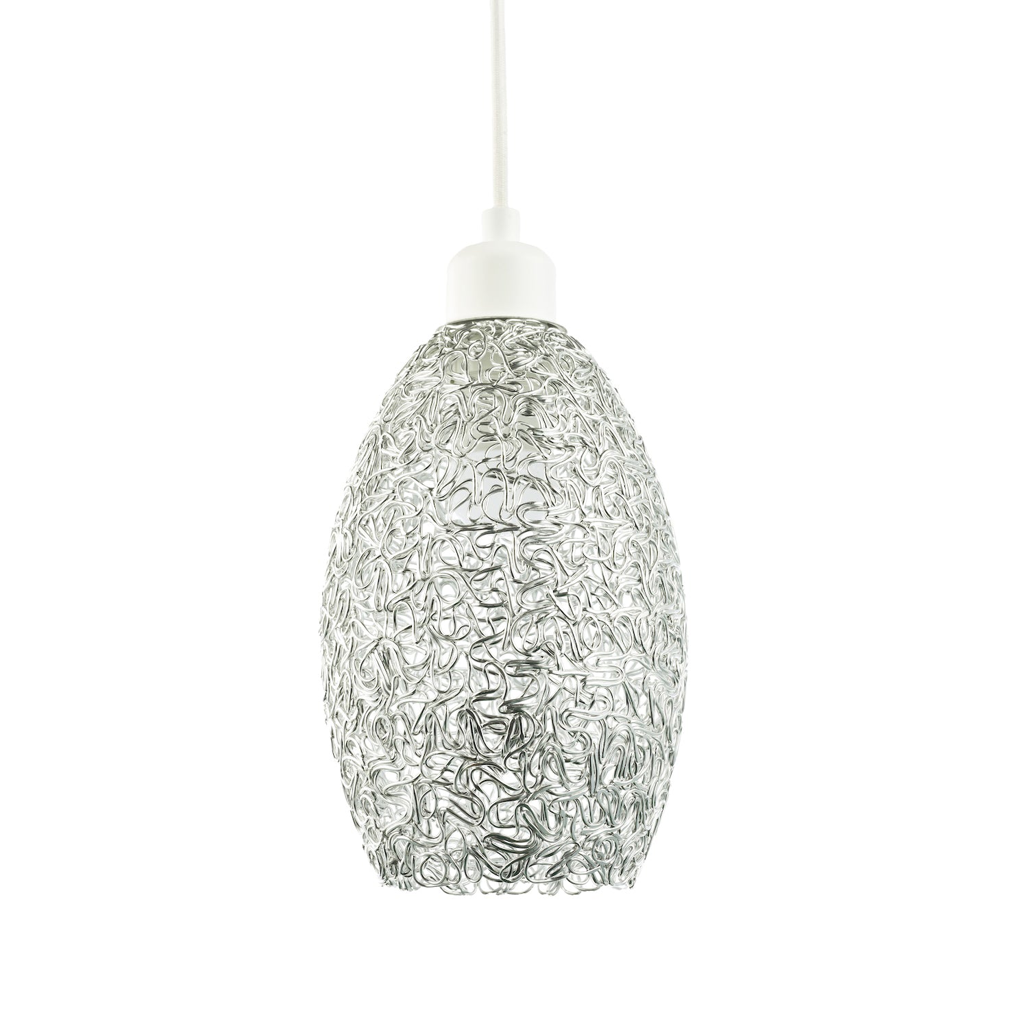 Industrial and Contemporary Twisted Wire Mesh Metal Light Shade in Shiny Silver Image 2