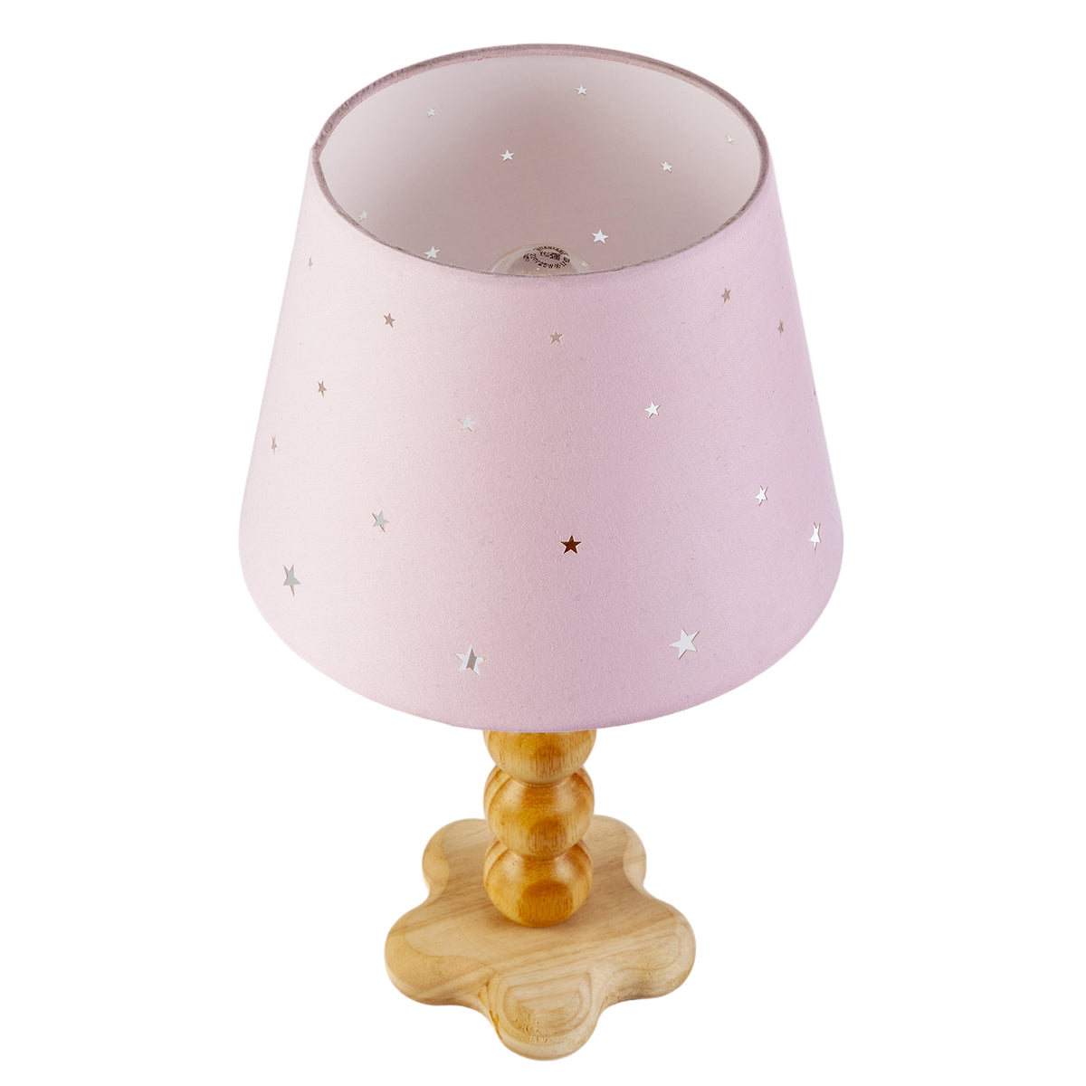Charming Pink Lamp with Scattered Stars and Wooden Star Foot Base Image 3