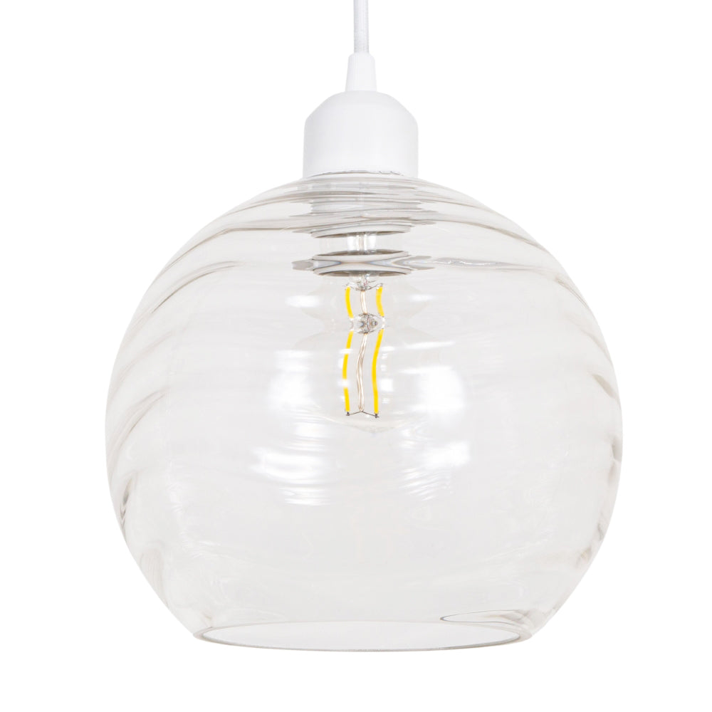 Modern Designer Clear Circular Ribbed Glass Non Electric Pendant Lamp Shade Image 1