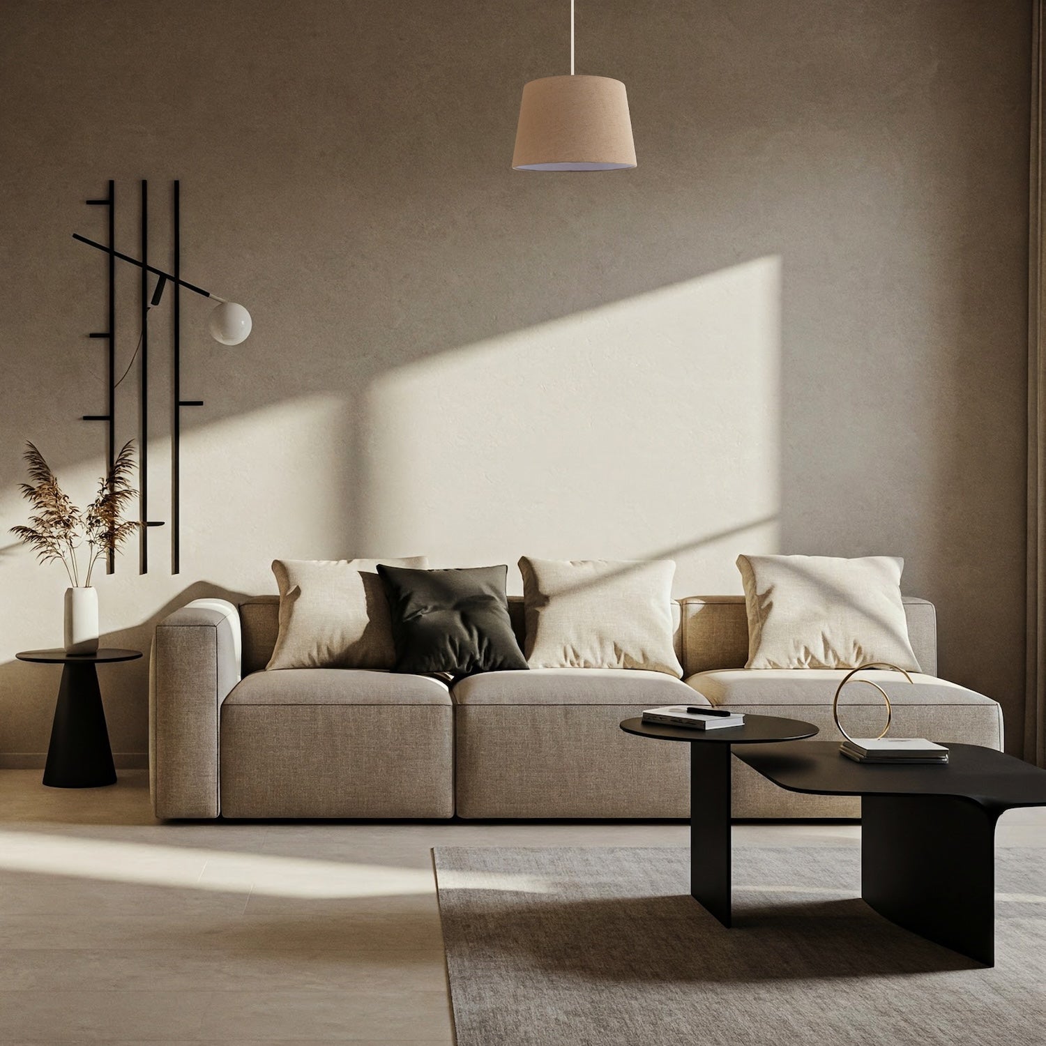 Natural Oatmeal Textured Linen Fabric Lamp Shade with Cotton Lining Image 6