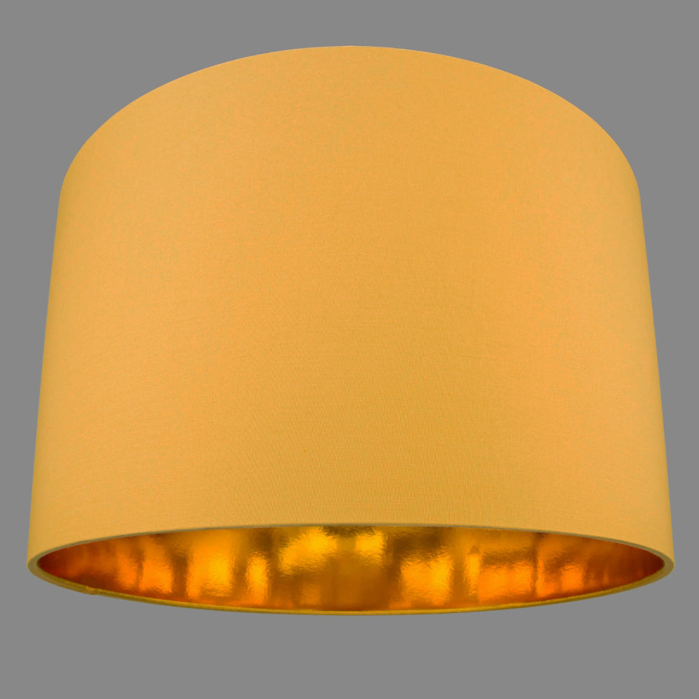 Modern Ochre Cotton Fabric 16" Floor/Pendant Lamp Shade with Shiny Golden Inner Image 5