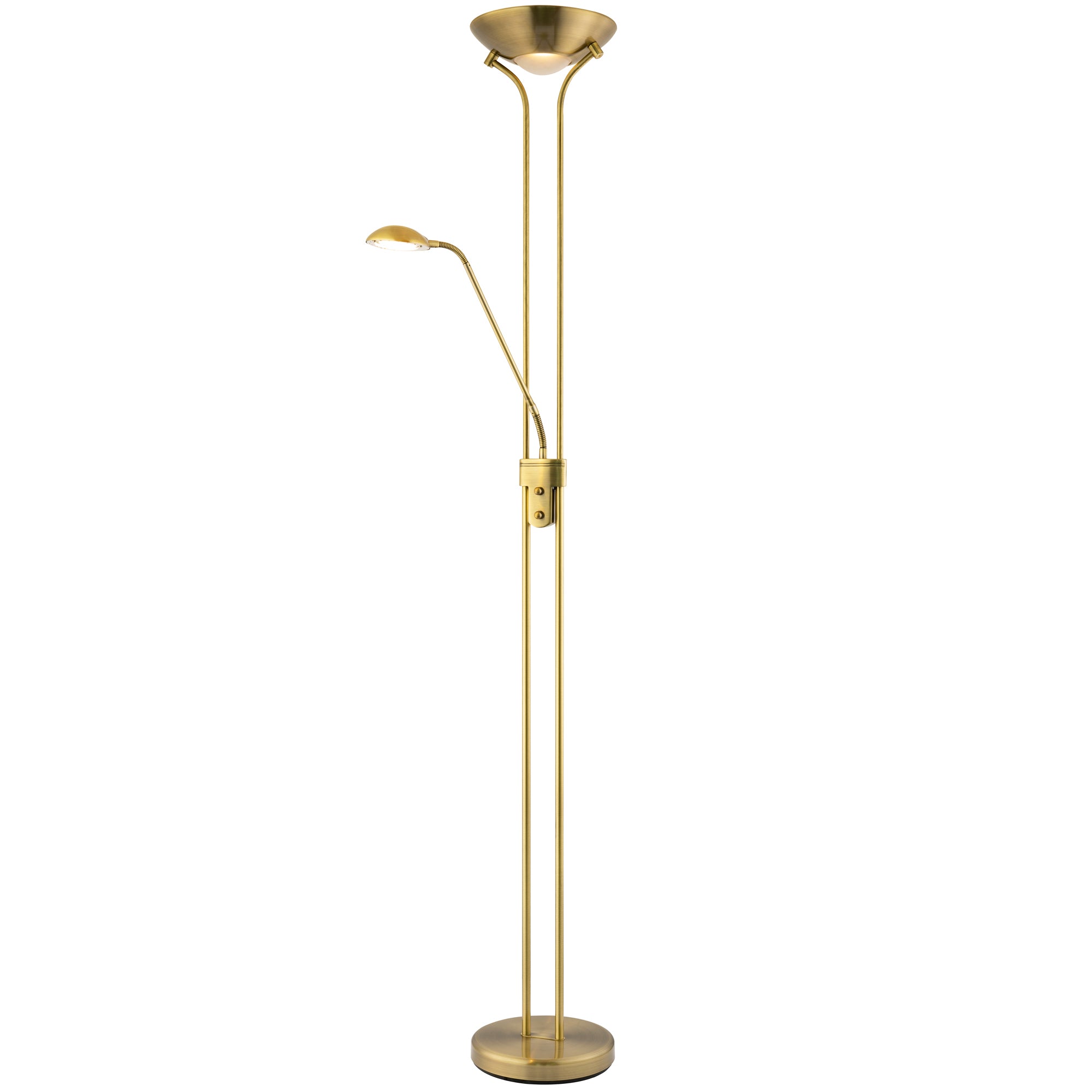 LED Mother and Child Floor Lamp in Antique Brass with Rotary Dimmer Switches Image 2