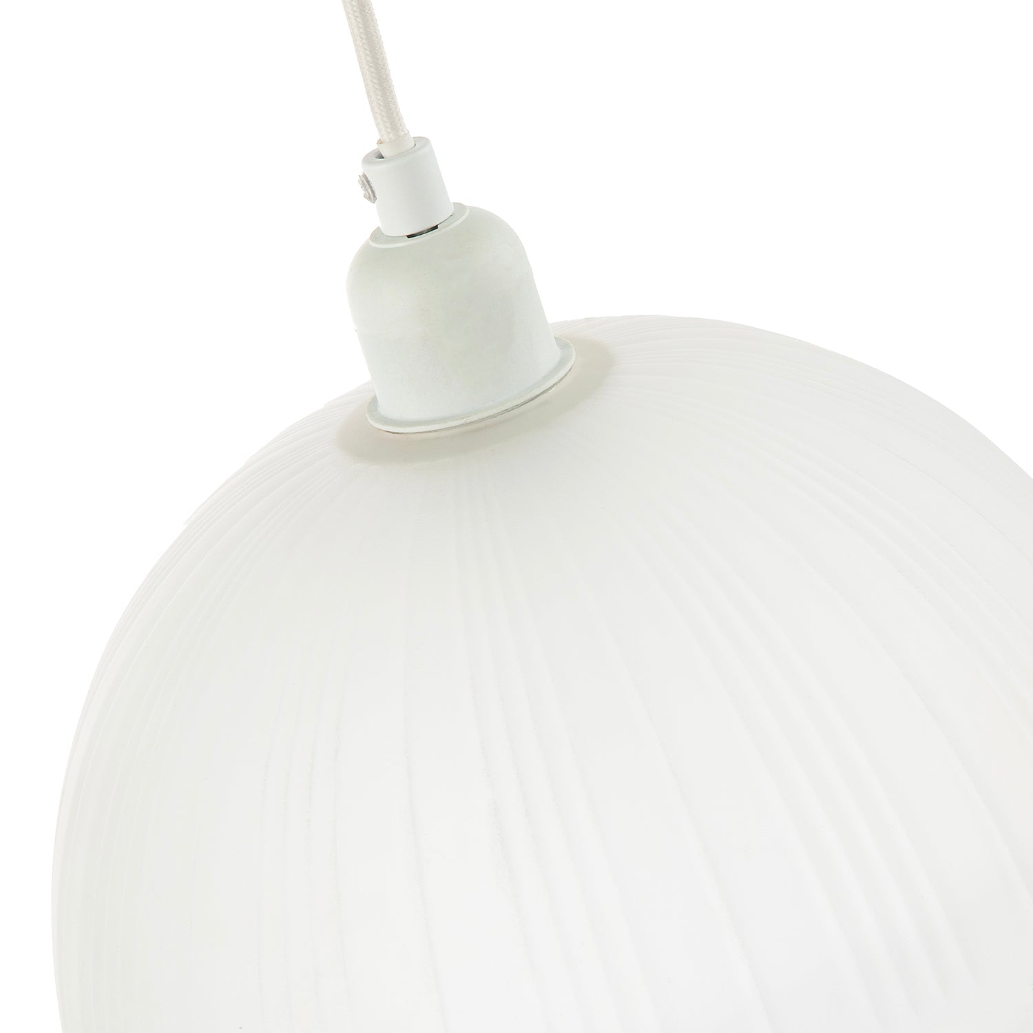 Classic Frosted White Pendant Shade with Fluted Edge and Etched Lines Image 5