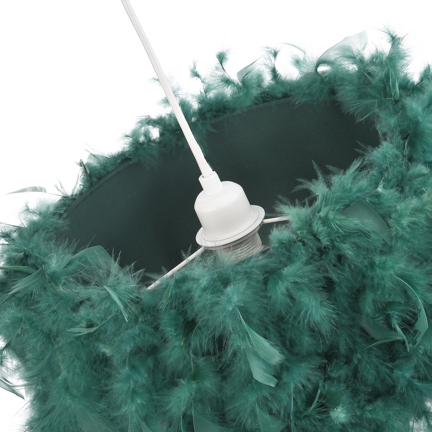 Contemporary Green Feather Pendant Light Shade with Transparent Acrylic Droplets Image 5