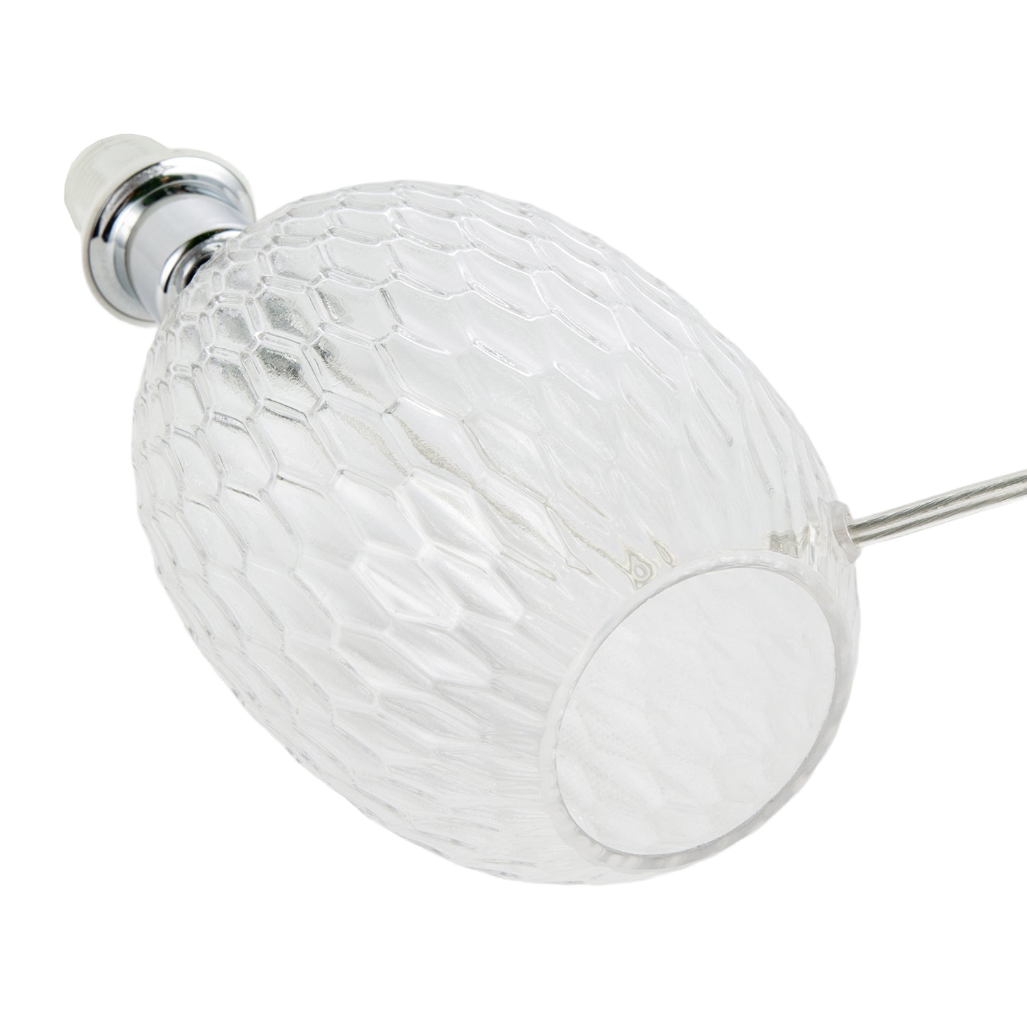 Elegant Clear Glass Table Lamp Base with Textured Diamond Cut Pattern Image 4