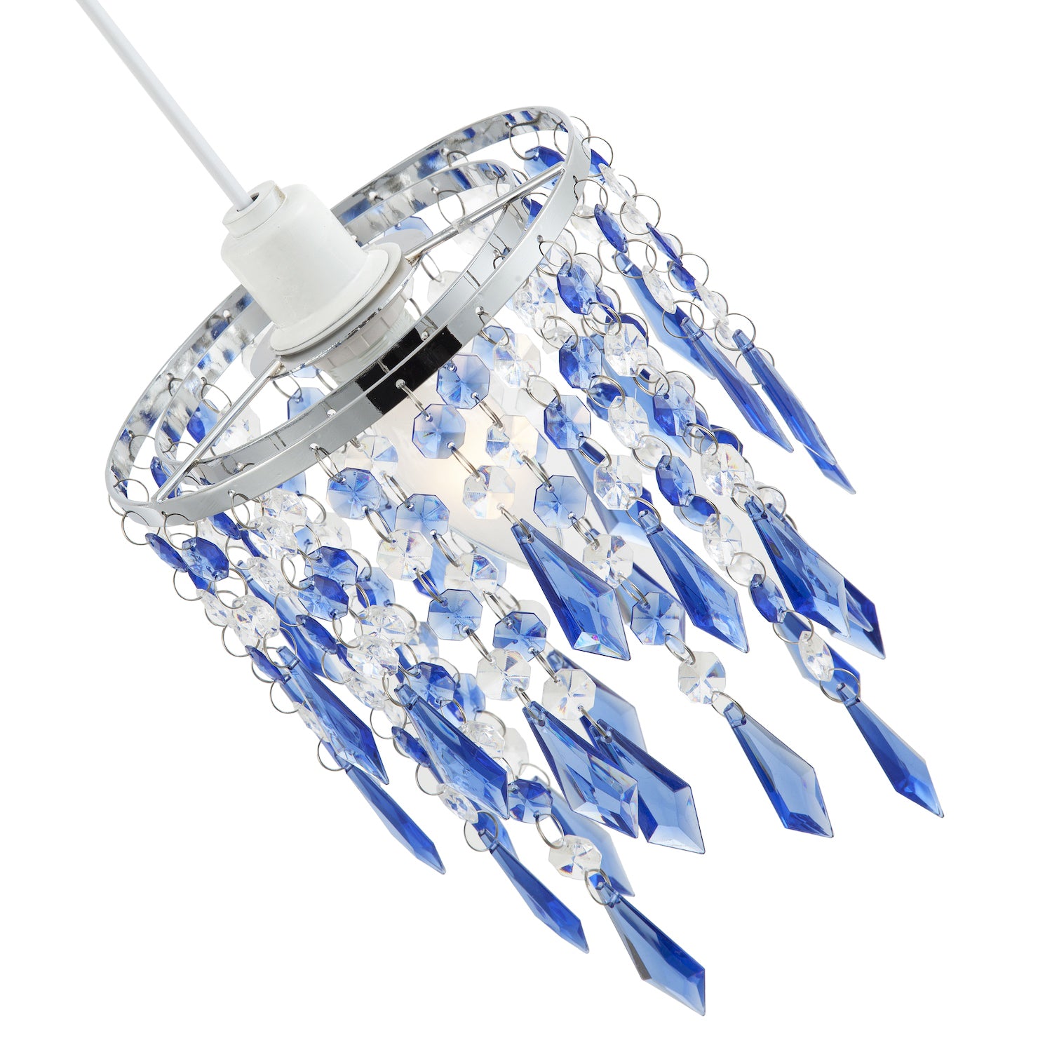 Modern Waterfall Design Pendant Shade with Clear/Blue Acrylic Drops and Beads Image 3