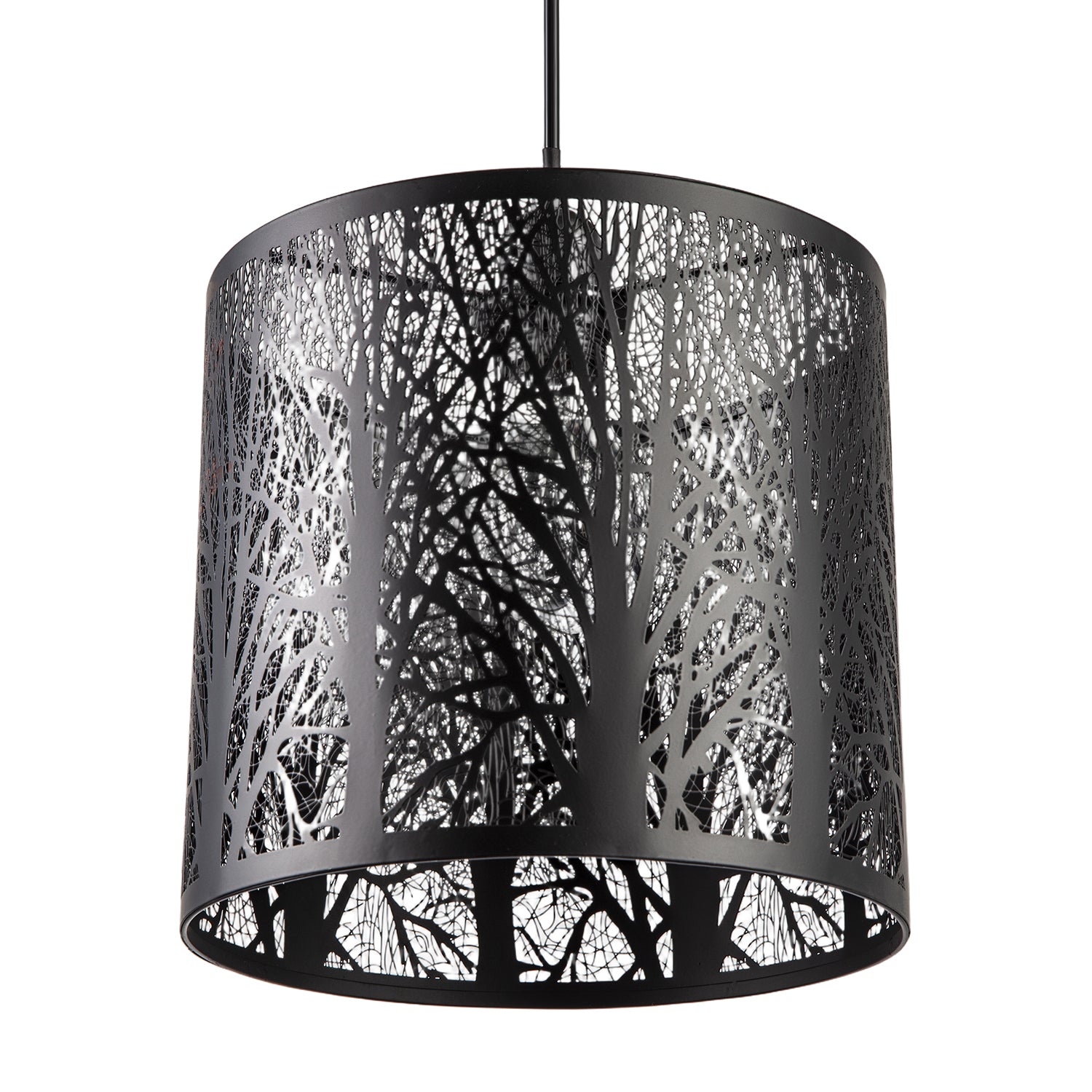 Unique and Beautiful Matte Black Metal Forest Design Pendant Shade Image 5